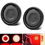 2pcs Smoked Lens 4 inch Round Red 64 LEDs Trailer Trucks Halo Brake Stop Running Turn Signal Tail Lights w/Rubber Grommet Sealed Waterproof IP67 For RV/Van, DC 12V