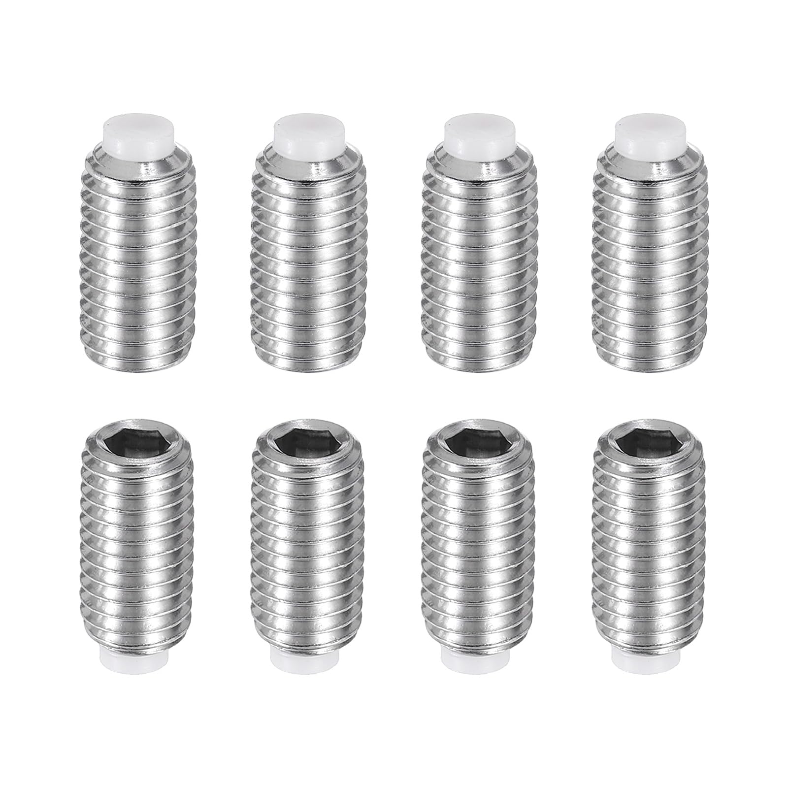 sourcing map 8 Pcs M10x20mm Nylon Tip Grub Screw, 304 Stainless Steel Metric Hex Socket Set Screws for Furniture Repair Industrial Machinery and Equipment