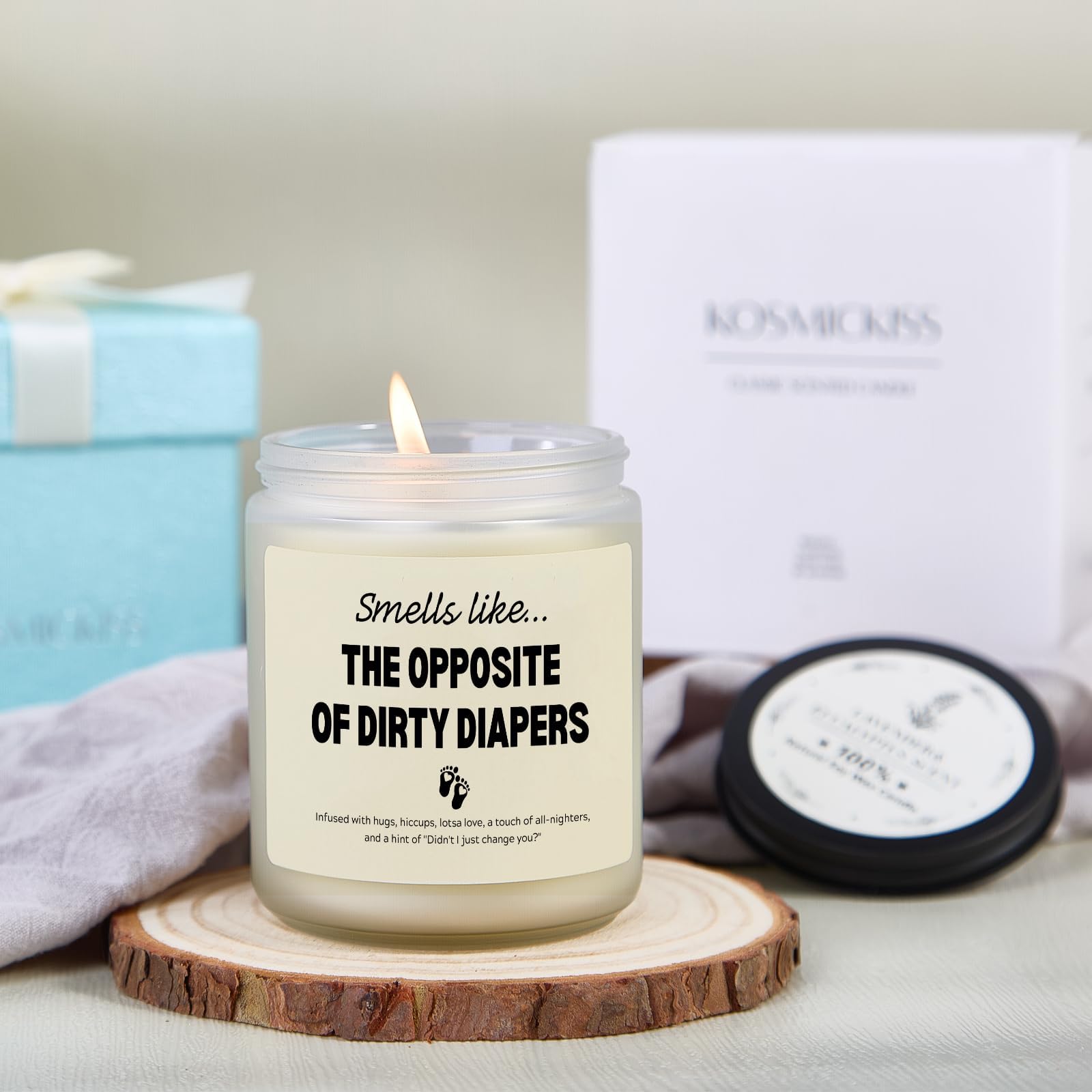 Kosmickiss New Parents Gifts for Couples, Funny Gender Reveal Gift, Mom&Dad Gift for New Parents, Lavender Aroma Candle