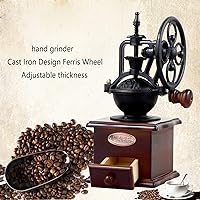 Vista 5 de Molinillo de café manual de la mano del estilo de la vendimia, molinillo de café manual con la manija, molino de rodillos