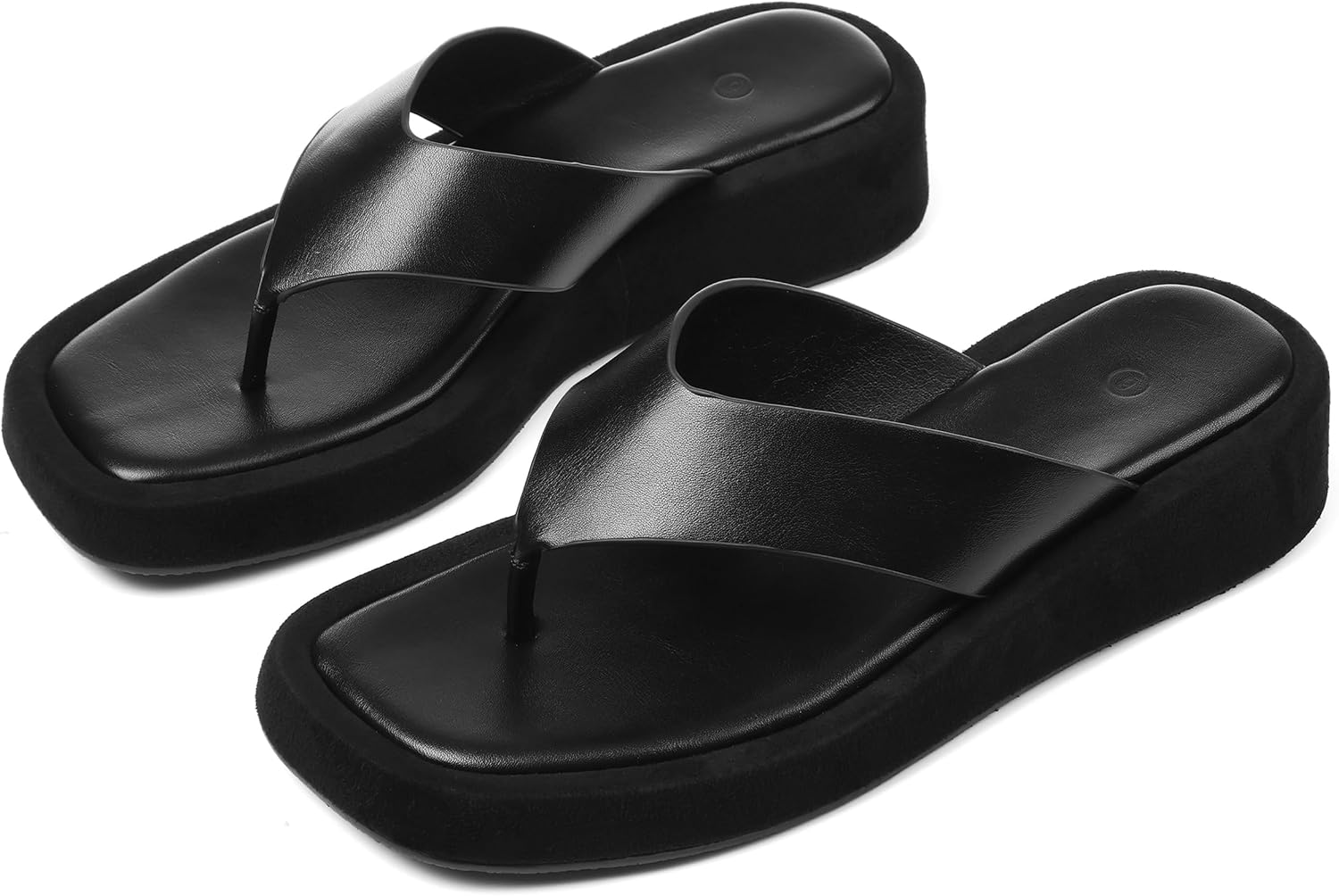 cynllio slides for women slip on flip flops sandals casual thongs platform wedges sandals summer beach shoes comfy walking flats shoes outdoor slippers 9.5 1black
