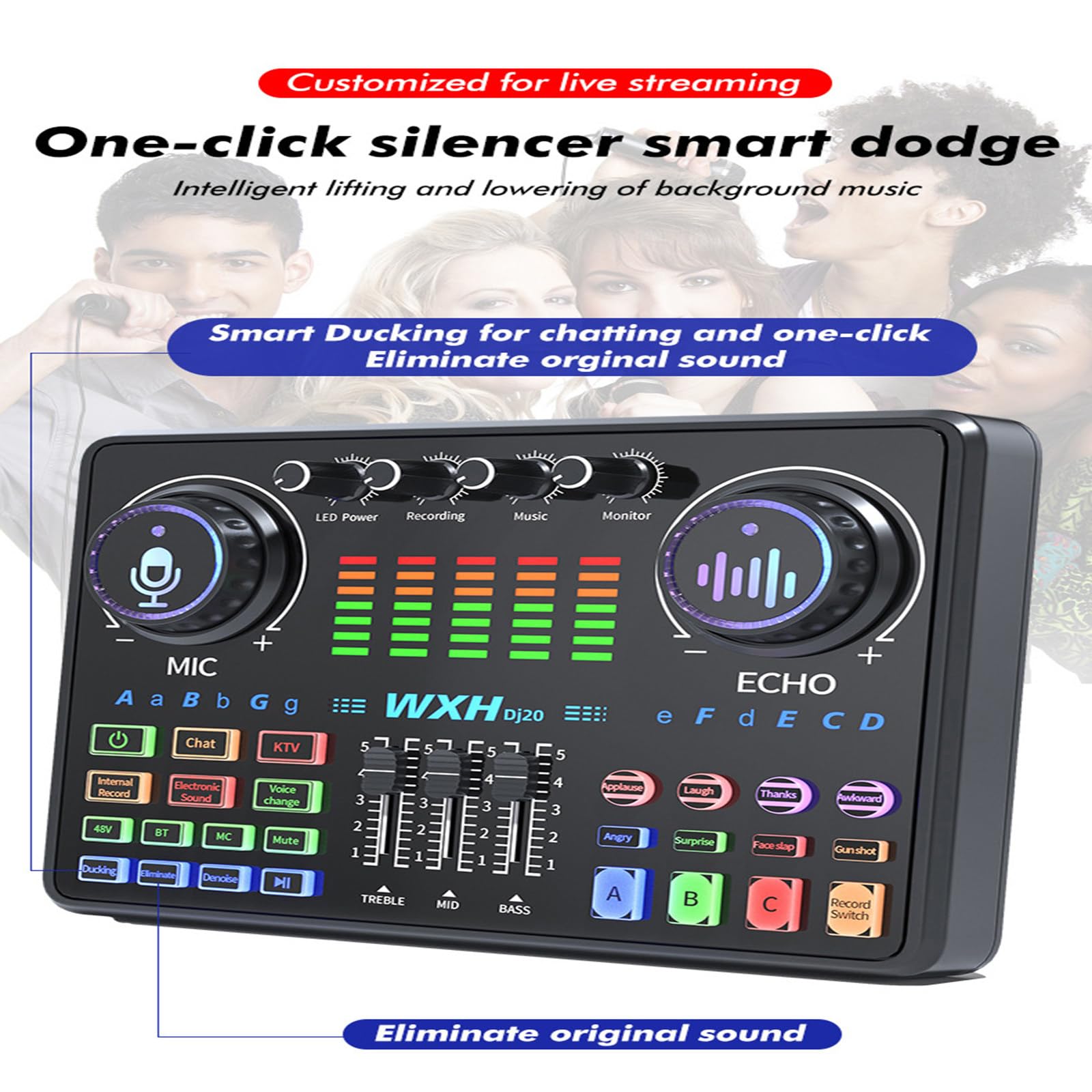 Set di schede audio, registrazione dal vivo, attrezzatura per effetti speciali personalizzati, riduzione intelligente del rumore, molteplici modalità di trasmissione dal vivo,B