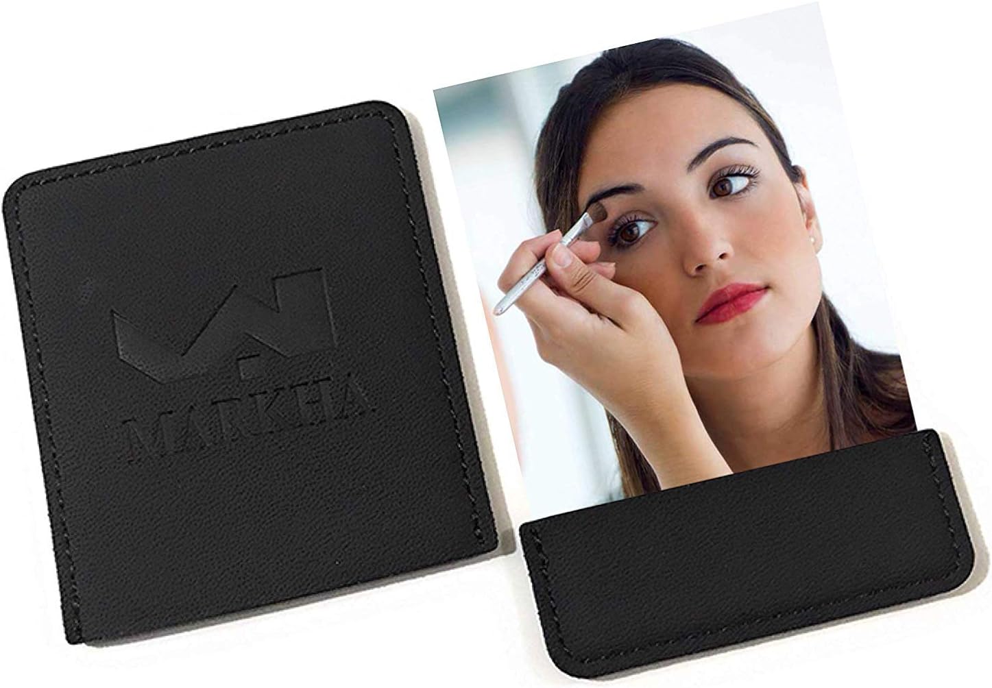 Pocket Mirror for Men Women Unbreakable Stainless Steel Portable Mirror (Travel Mirror (Black))