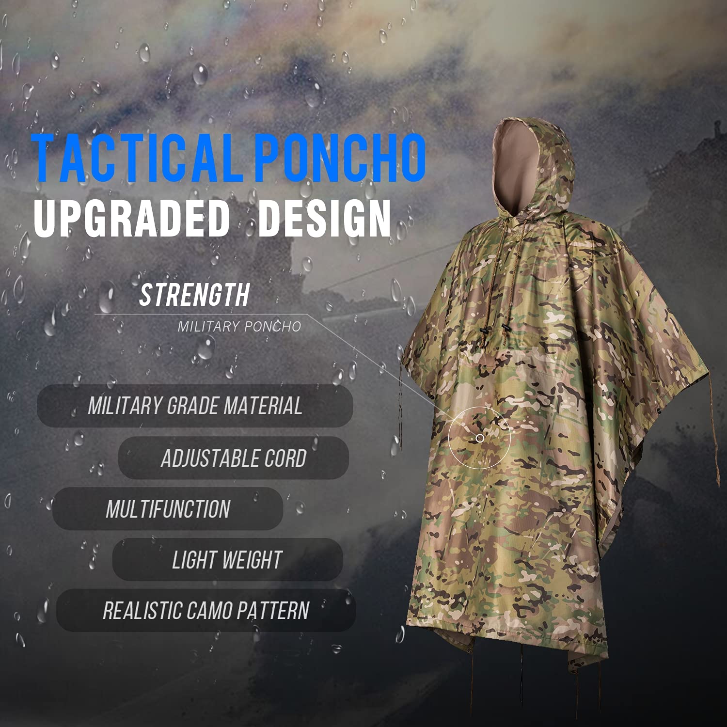 Buy ACT FIRE Military Army Tactical Poncho W/P20000mm Military Grade