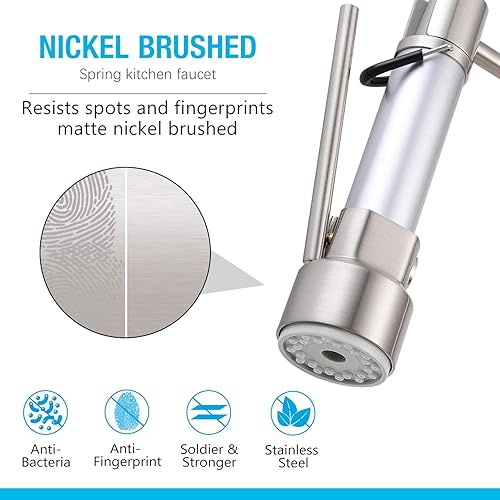 Miniatura 6 de DJS Grifos de cocina con rociador desplegable negro mate - Extremos dualesGrifo de fregadero de cocina de resorte de 1 o 3 agujeros con placa de