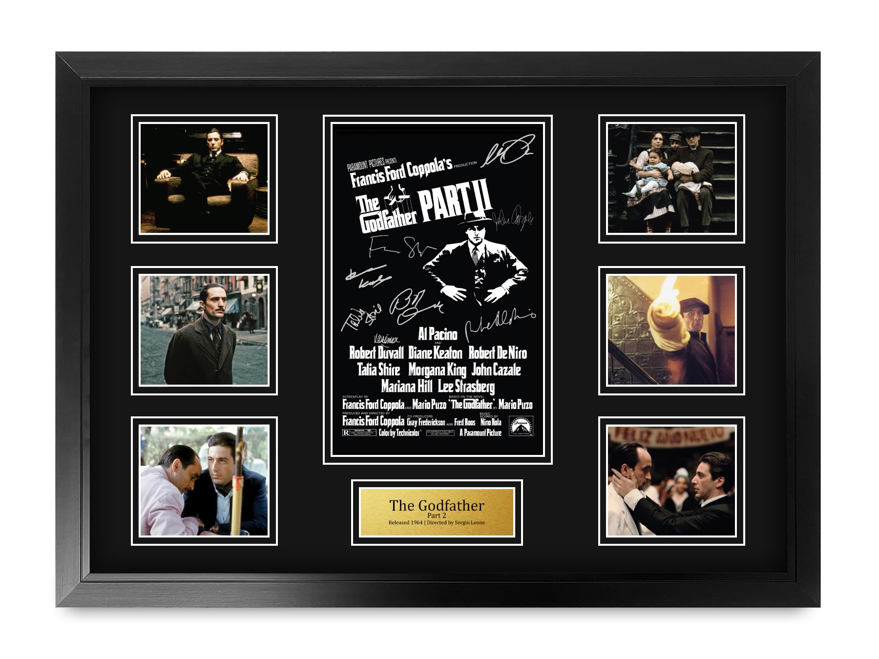 HWC Trading The Godfather Part 2 Al Pacino Geschenke Geduckter Poster Signiertes Autogramm Foto für Fans von Film Memorabilien - A2 Gerahmt