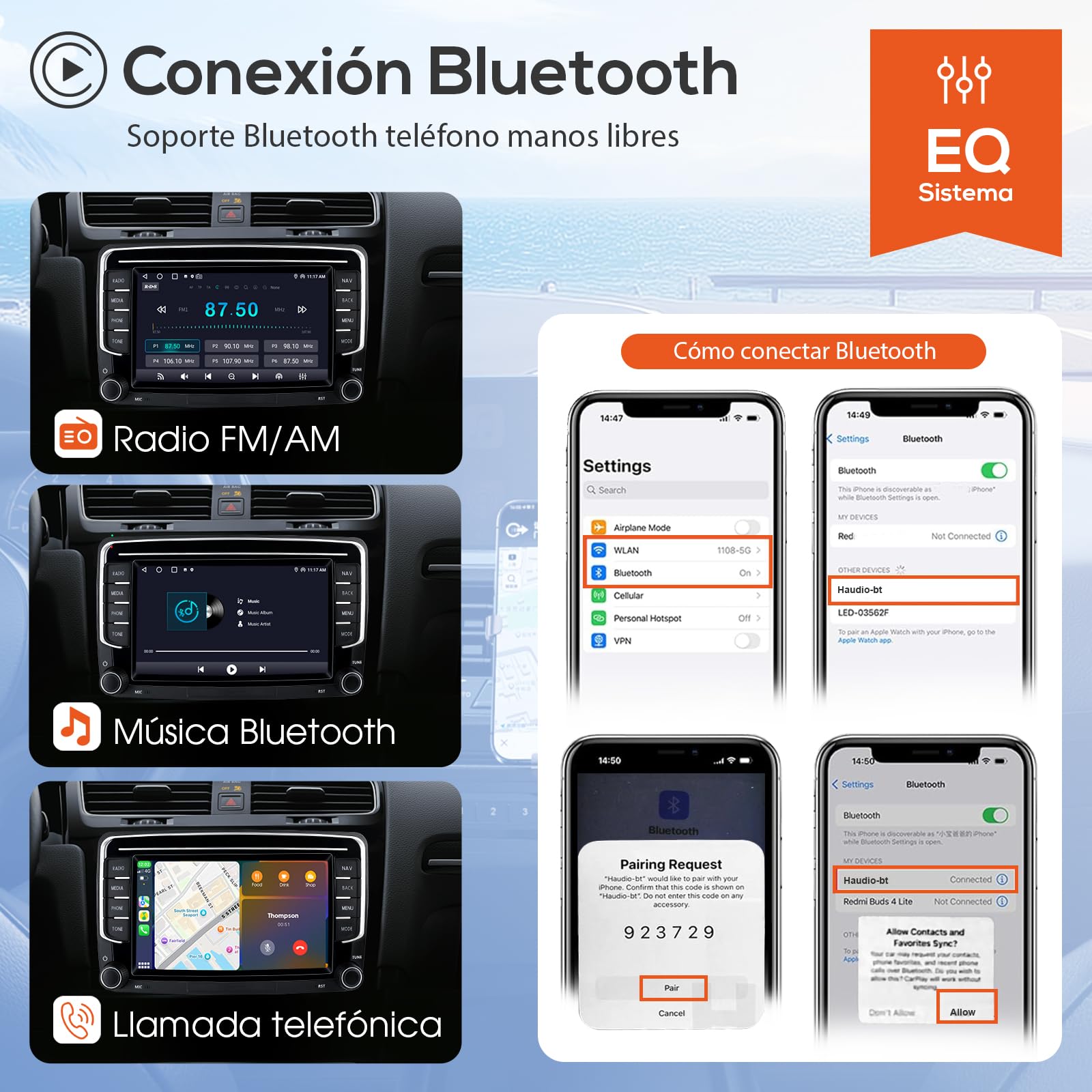 Haudio Coche Radio 2 DIN con Apple CarPlay y Android Auto, 7 Pulgadas Coche Pantalla con Canbus,Bluetooth, Mirror Link,WiFi, FM/Am/RDS/SWC Car Estéreo para VW Golf 6,Passat,Polo, Tiguan,Jetta & Skoda