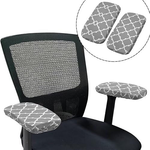 Miniatura 7 de 4-Piece Office Chair Covers Stretchable Grey Office Chair Arm Covers Desk Chairs Seat Slipcovers with Armrest Pads for Home Computer Gaming Chairs