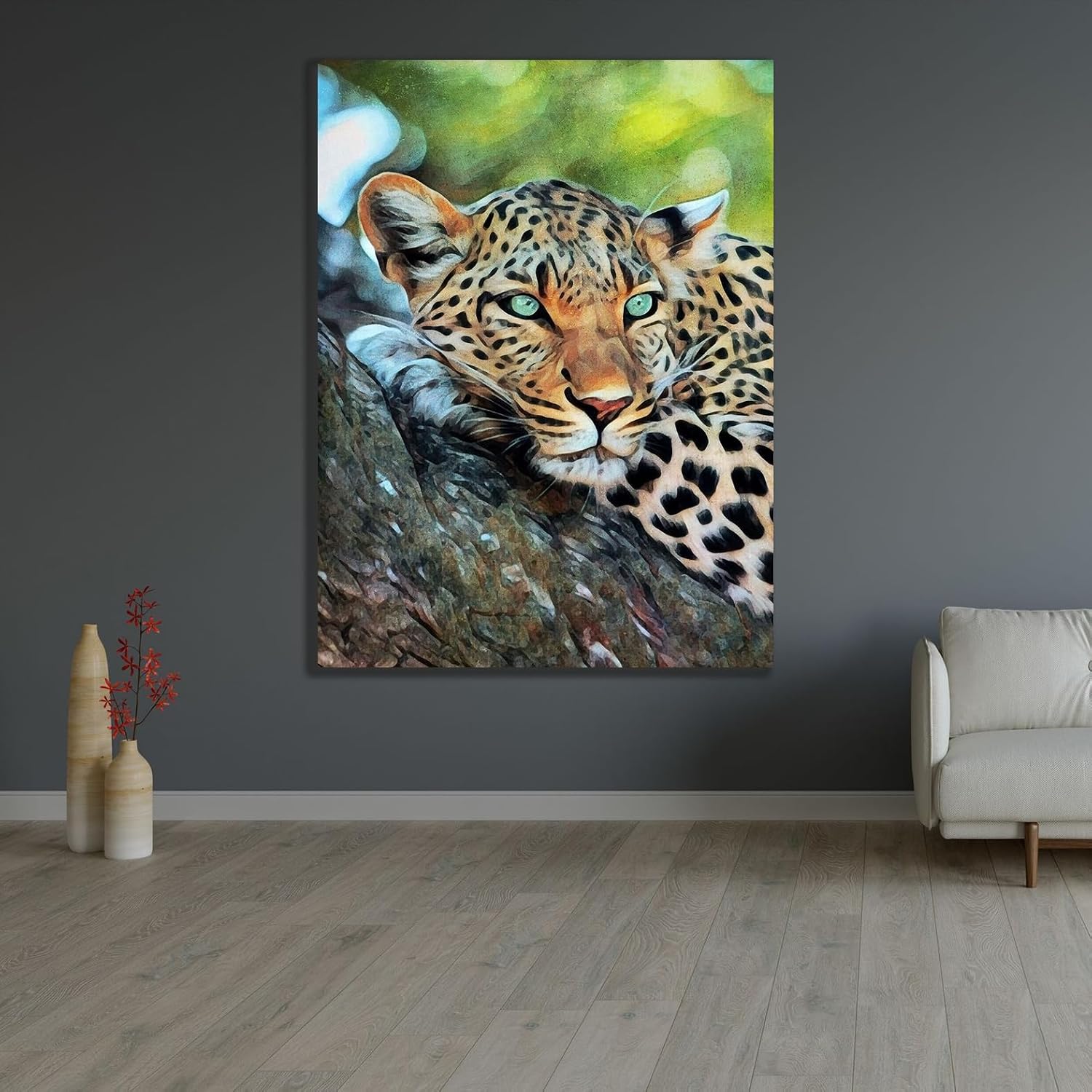 ArtDirect Leopard of Leisure Custom Framed Art Print Giclee Print or Canvas Options with Various Sizes and Customization by Aldridge, Ashley