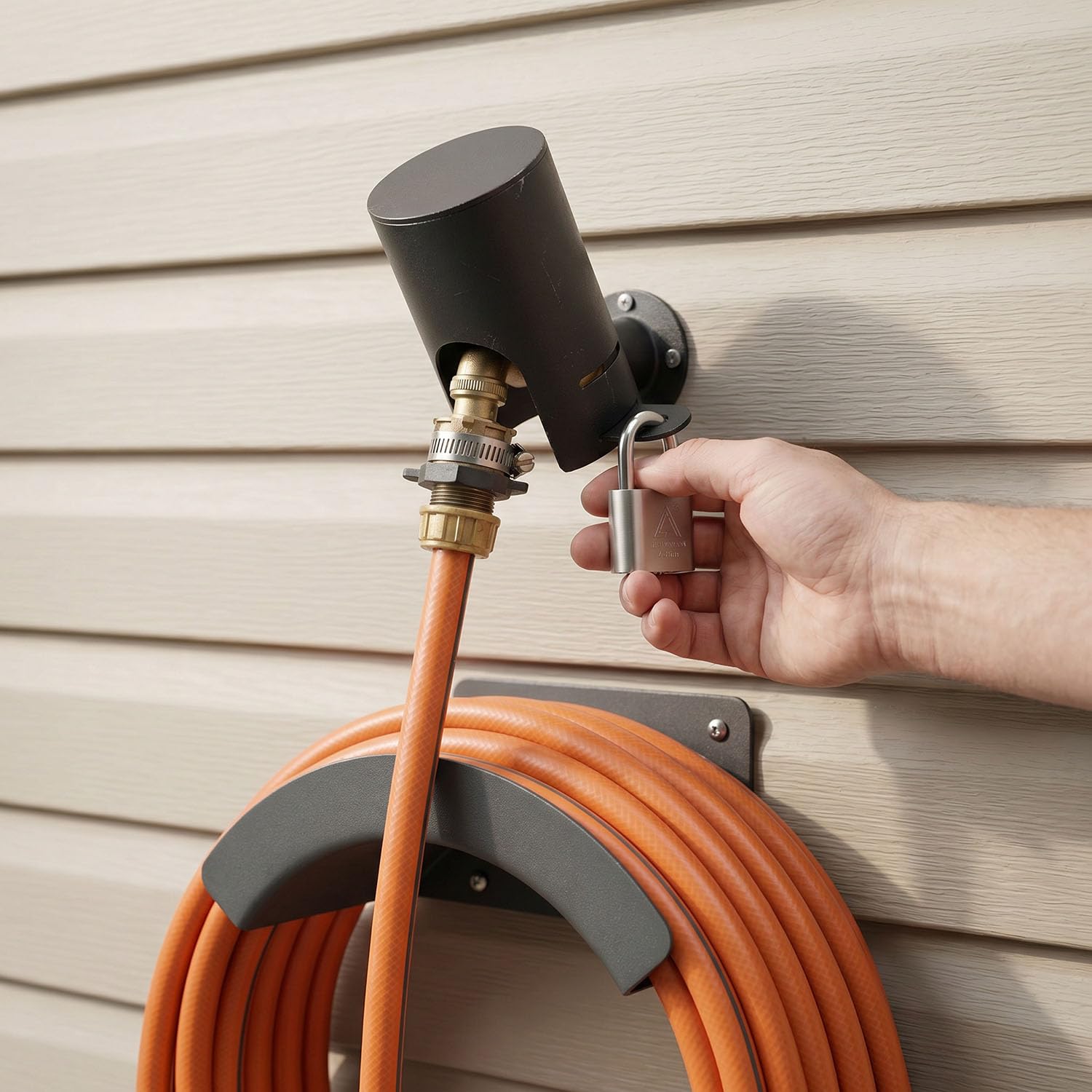 Système de verrouillage du robinet extérieur - Empêche l'utilisation non autorisée et le vandalisme, et est facile à installer, verrouillage du tuyau d'arrosage et du boîtier - Économie d'eau