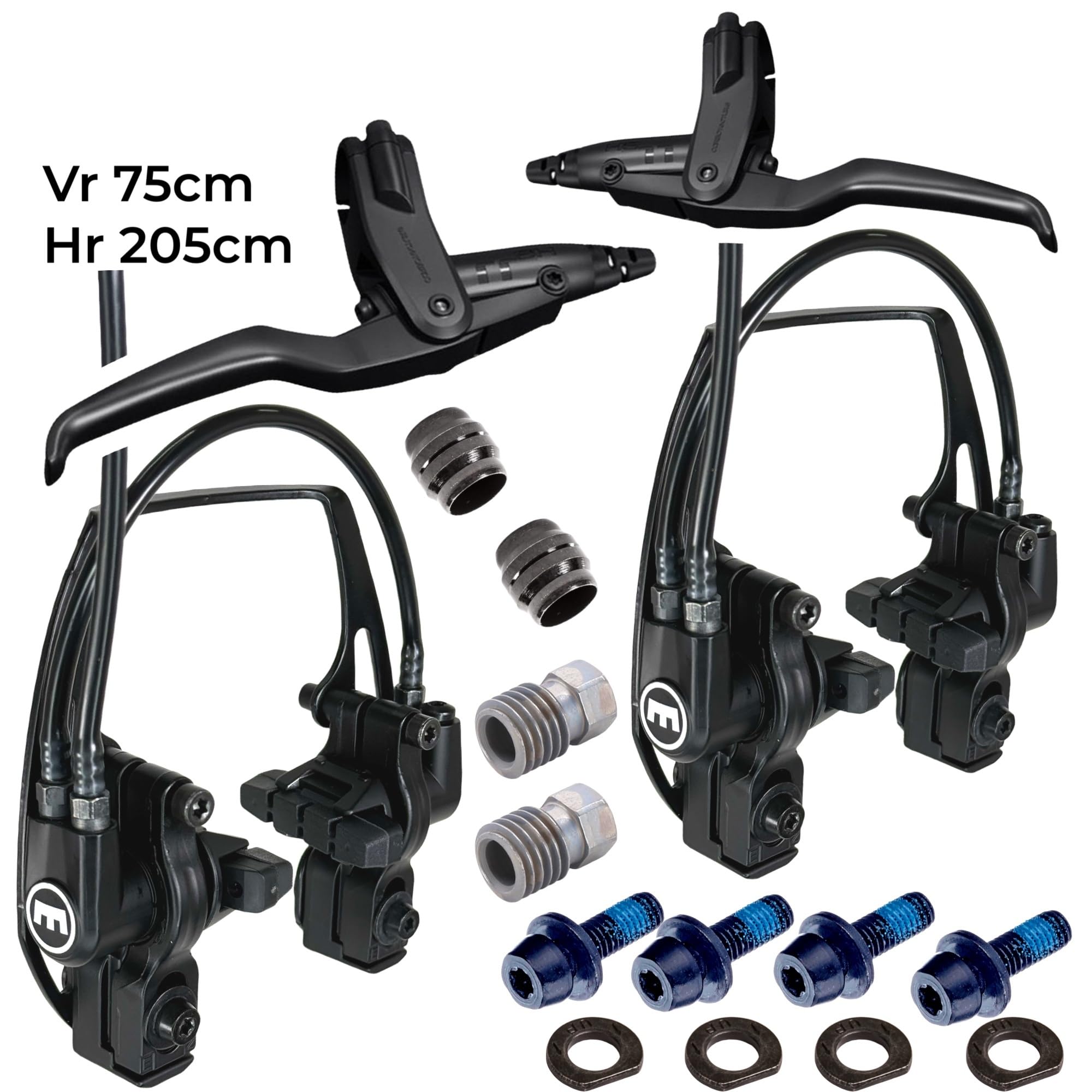HS11 Hydraulische Fahrrad Felgenbremse Carbotecture Set Evo2 Trekking City Ebike Tour Bremse Vorne und Hinten Komplettset Kompatibel mit Magura HS22 HS33