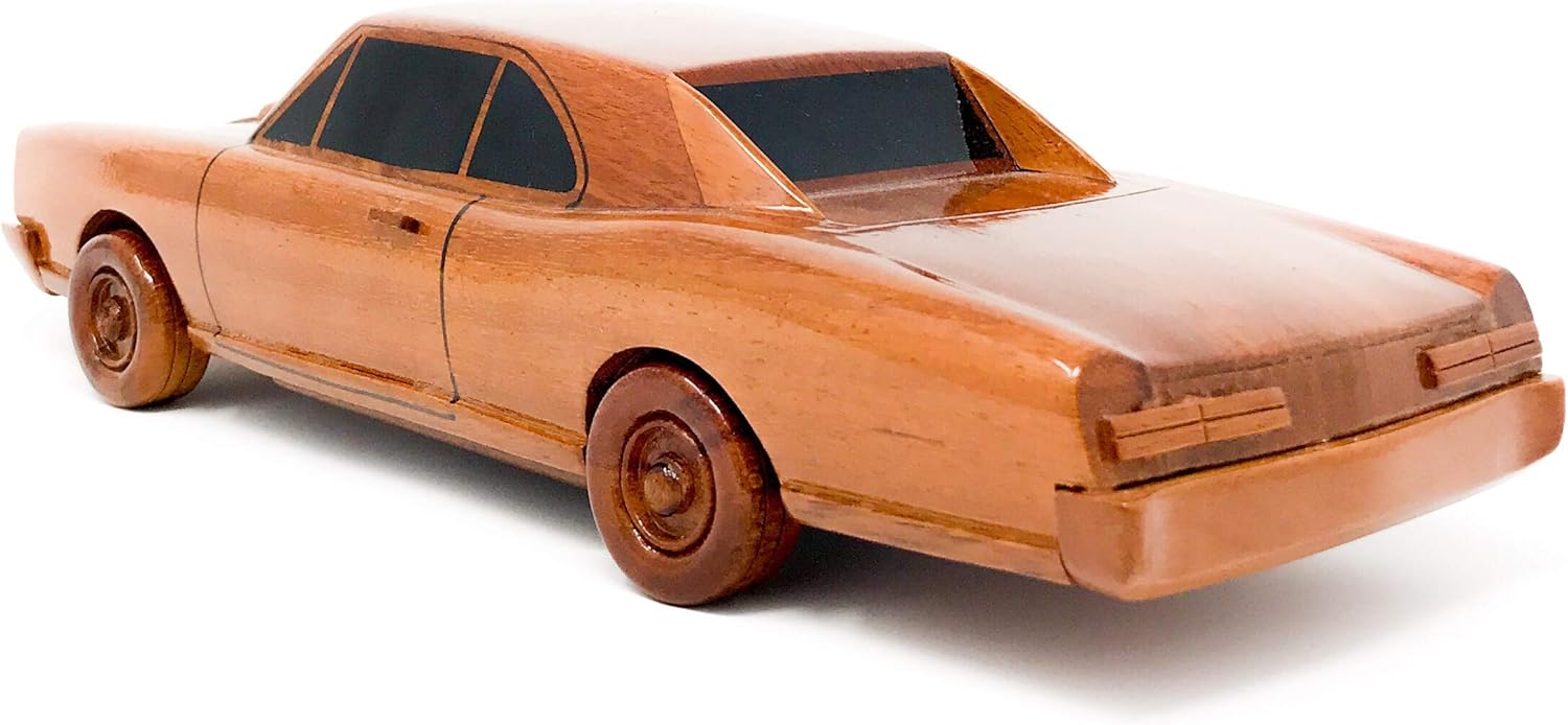 Pontiac GTO Car Wood Model Hand Crafted Solid Mahogany High-Gloss Finish Highly Detailed Sculpture
