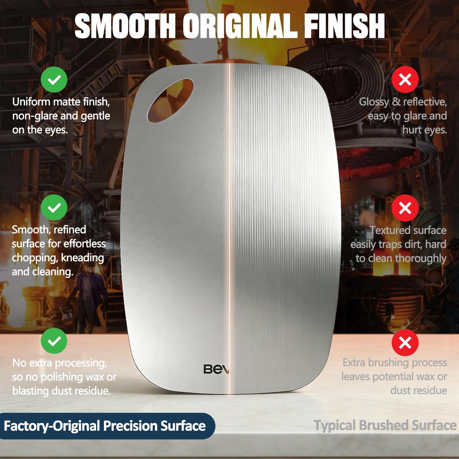 Cutting Board Non-Toxic, 304 Stainless Steel Cutting Board Double Sided, 11.45 x 8.15 Chopping Board for Kitchen, Dishwasher Safe Chopping Board for Meat, Vegetables or Fruit