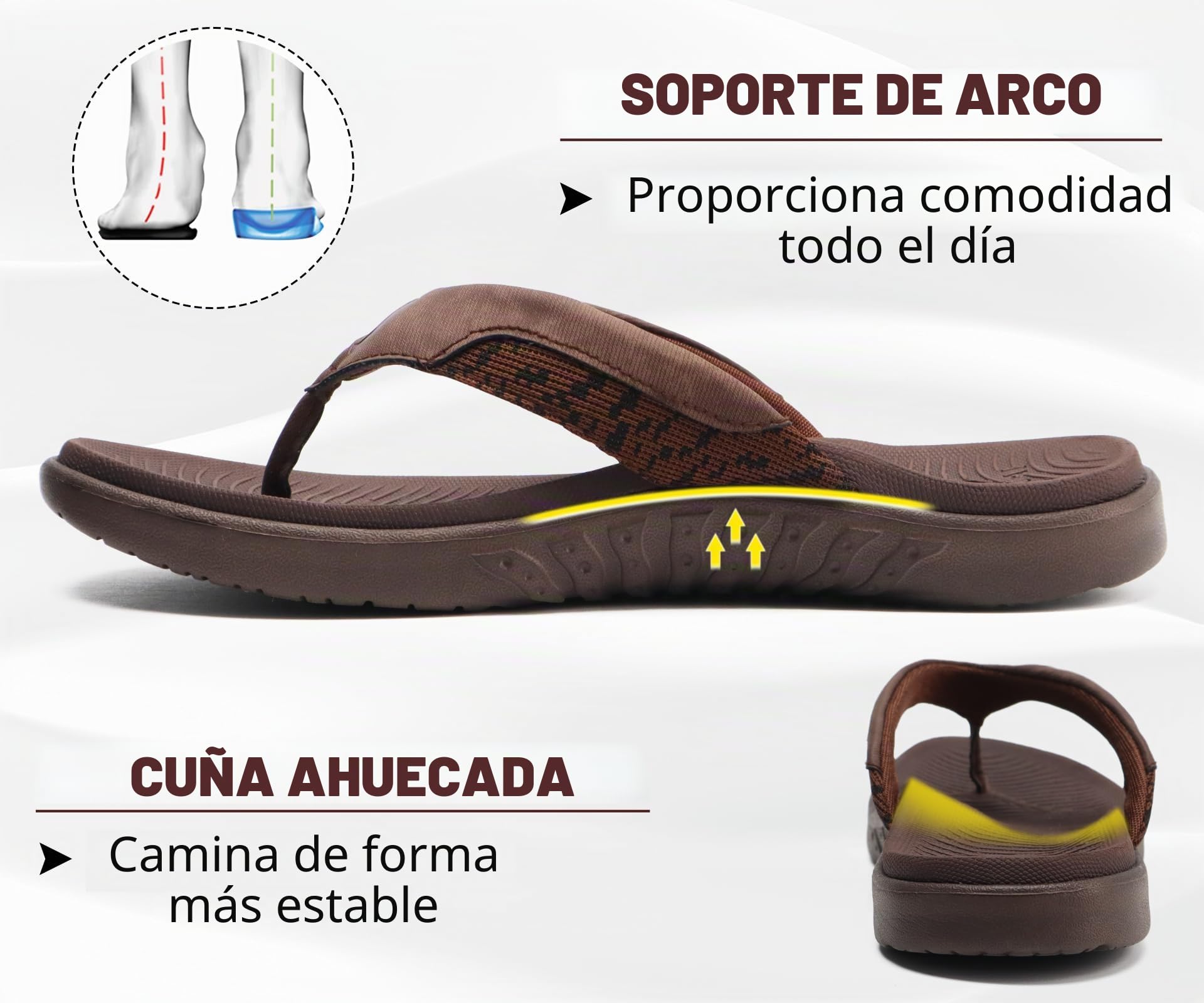 ONCAI Chanclas sandalias de cuero para hombre, sandalias con soporte para el arco, toboganes deportivos, pantuflas con suela de espuma para Yoga EU 40-49
