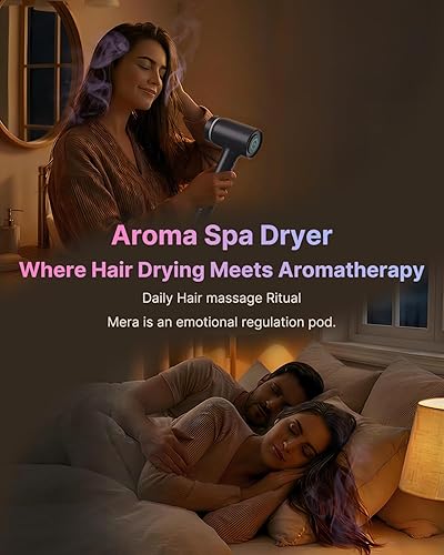 Miniatura 7 de Secador de pelo aromático biiónico profesional mera PRO - Secador de secado rápido con difusor magnético y boquilla de aromaterapia, modo seguro de