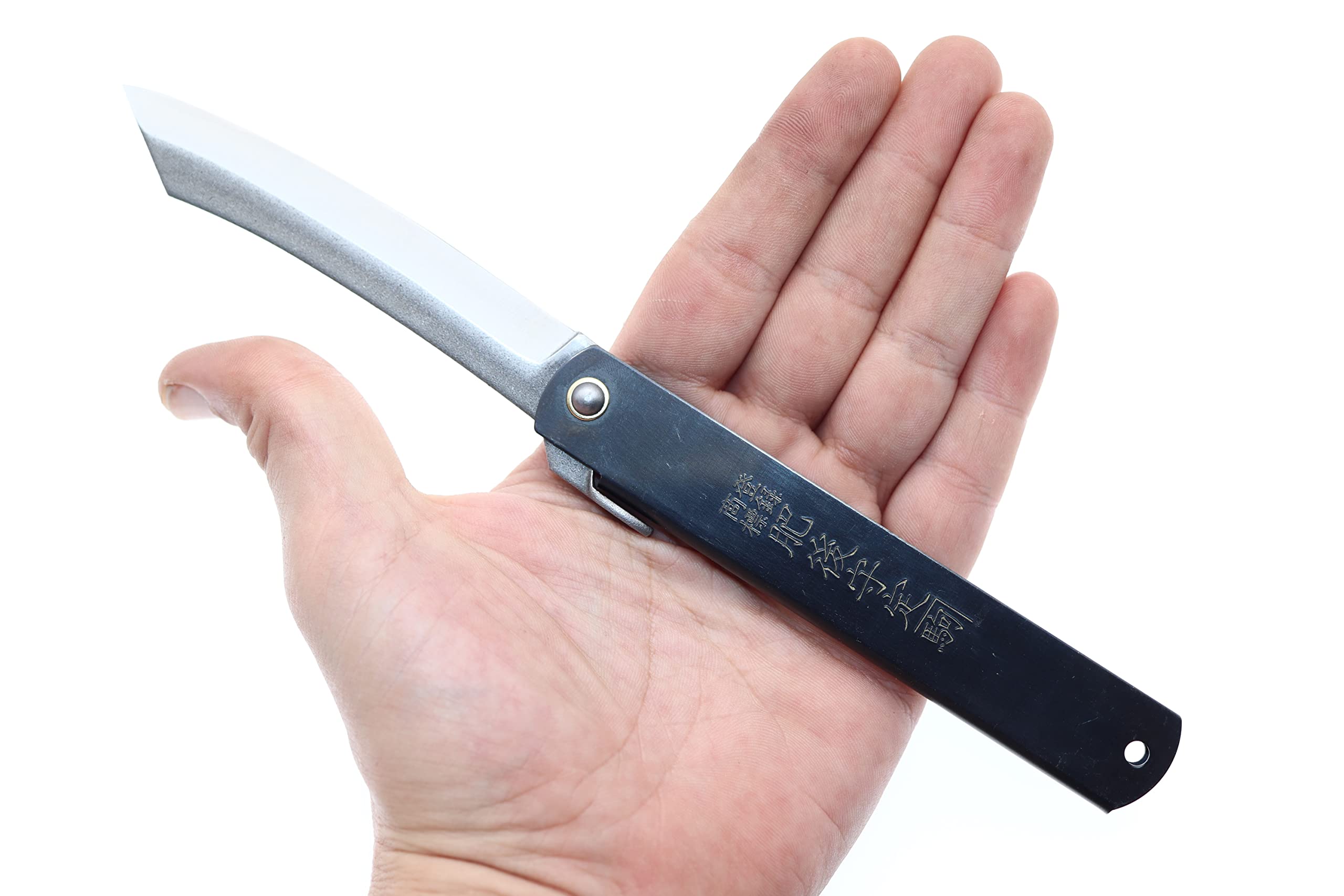 Cocktail Coltello tascabile giapponese Higonokami Zenkou Nero Fatto a mano in Giappone da Nagao Kanekoma (Large)
