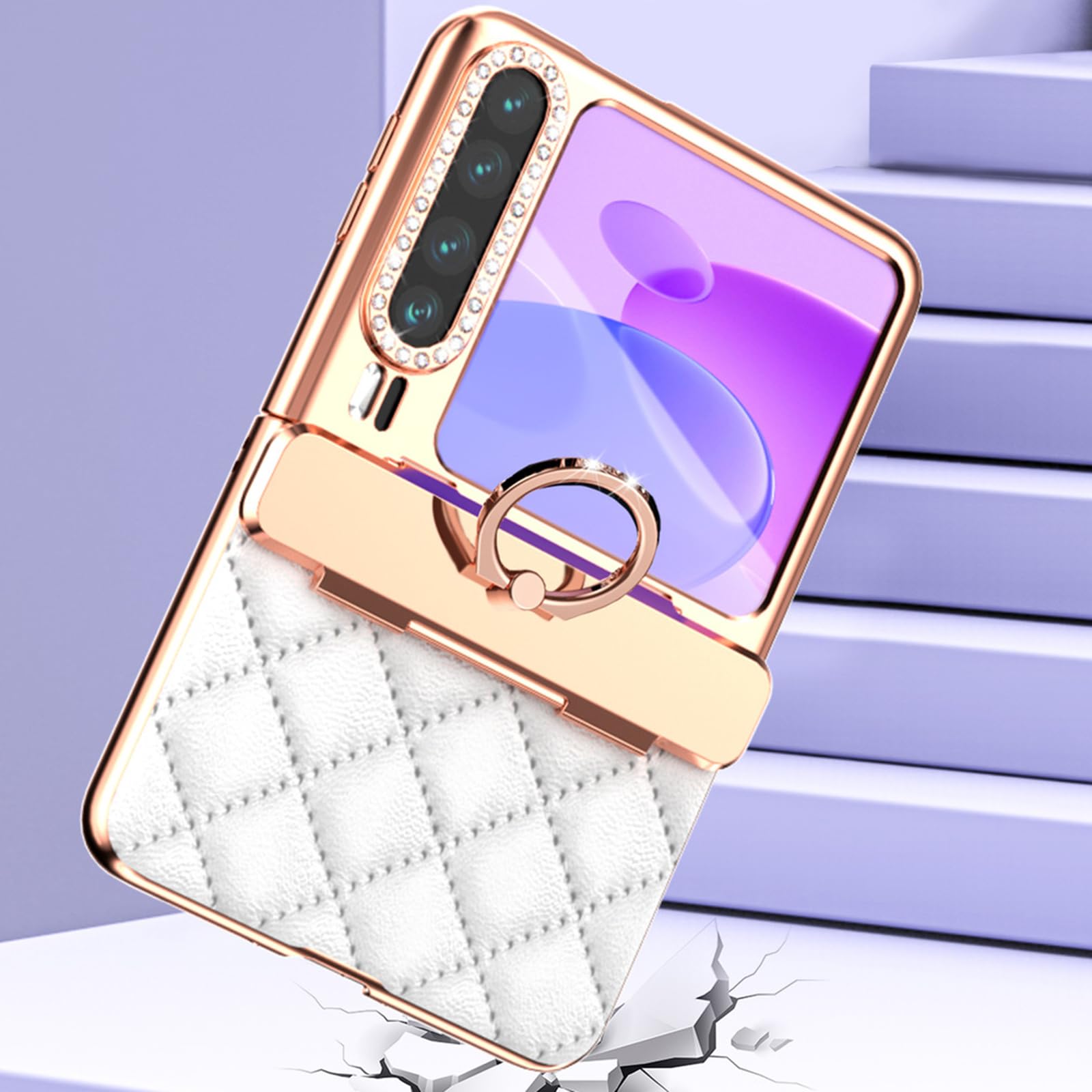 Ultra Mince Coque pour Huawei Pura X, Luxe Léger Antichoc Protecteur Etui avec Anneau Béquille Anti-Empreinte Cuir Housse,Rouge,Pura X