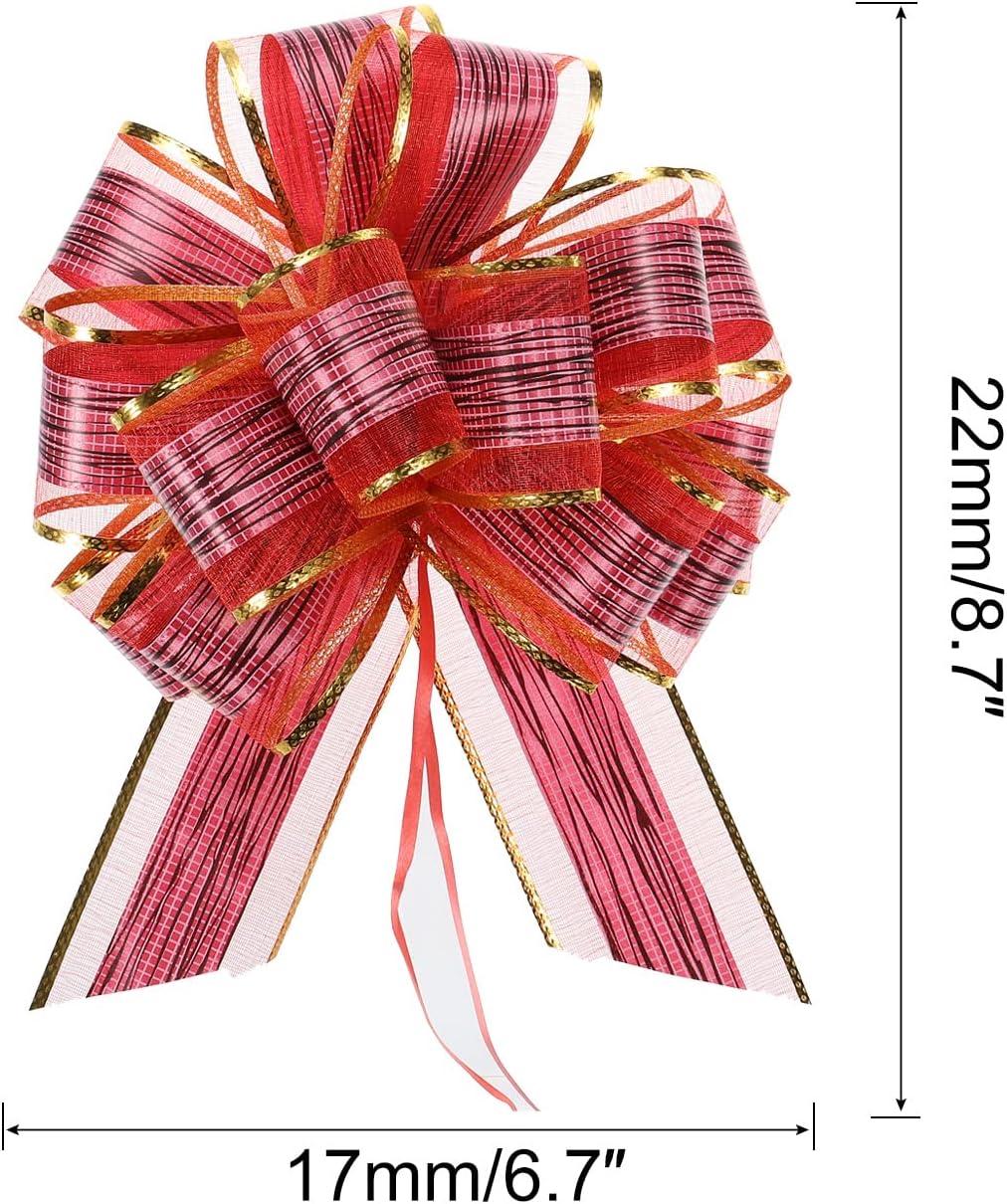 MECCANIXITY 20pcs 7 Inch Large Pull Bow Gift Wrapping Bows Ribbon Organza Burgundy for Wedding Baskets Presents Christmas Party - Image 2