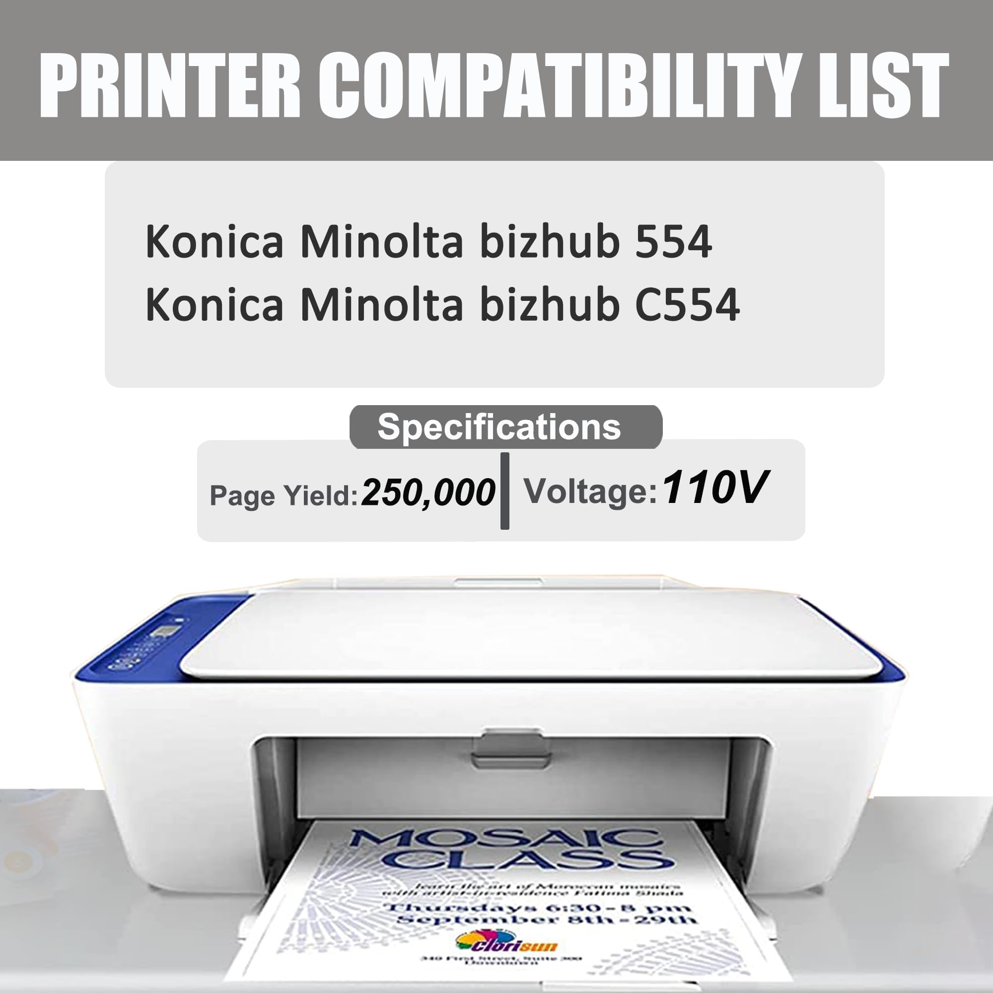 DIGITONER A2XKR71077 Fuser Unit Replacement for Konica Minolta A2XKR71077 A2XKR71055 A2XKR71033 A2XKR71011Fuser Unit Compatible with bizhub 554 C554 Printers,110V (1-Pack)