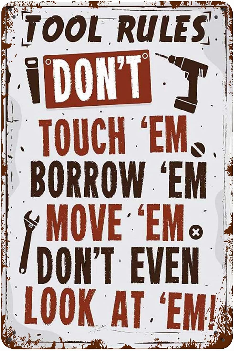 Oudrspo Tool Rules Metal Signs Vintage Decoration Master Retro Poster Decor Room Club Garage Wall Decor Plaque Aluminum Sign 8X12inch