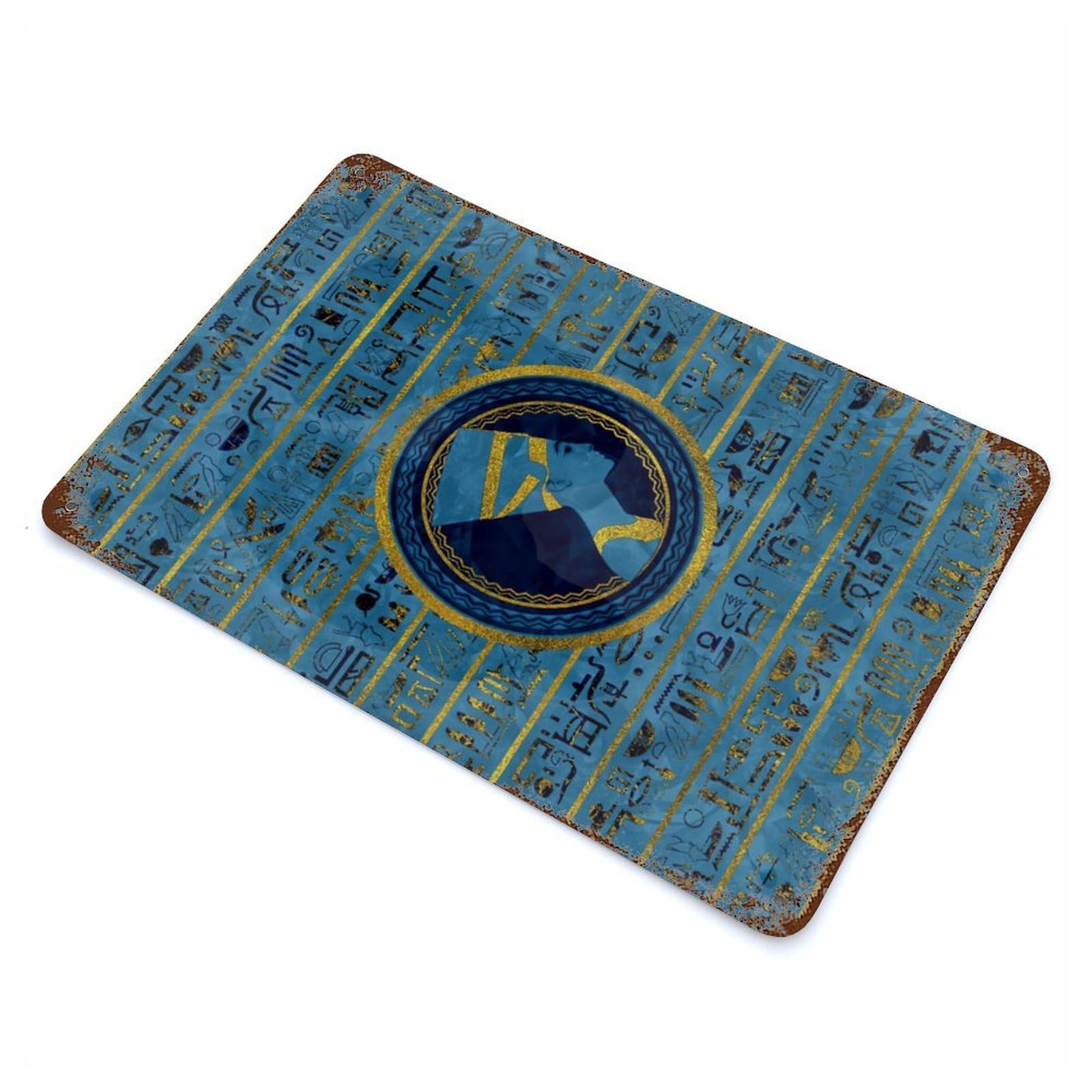 Garage Style Egyptian Ornament Vintage Rust Metal Sign 11.8"x7.9", Retro Wall Decor for Bar And Workshop