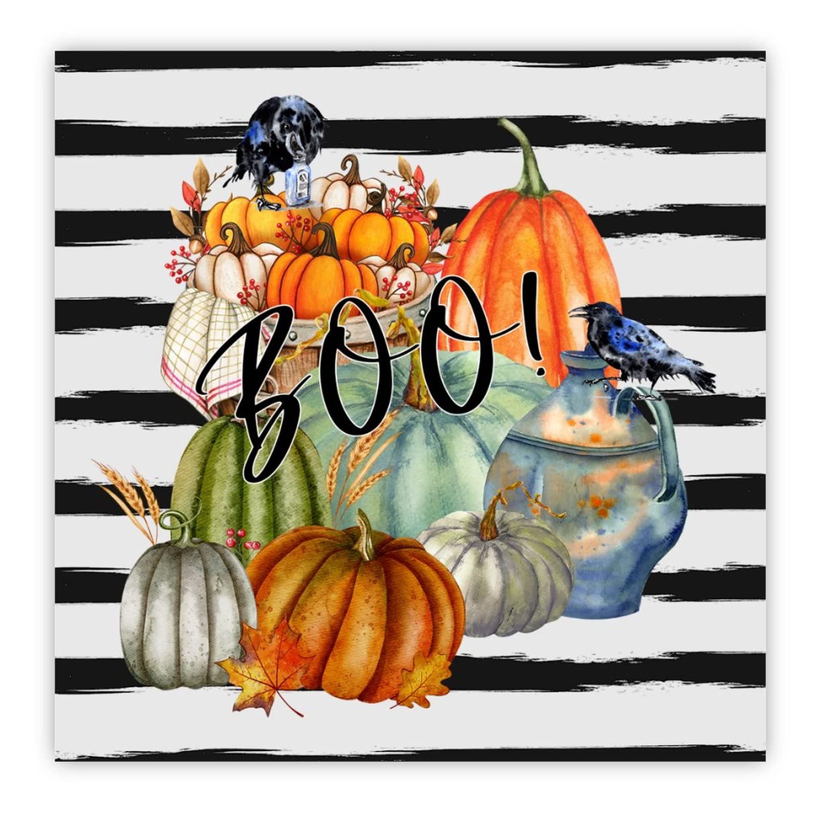 Panneau en bois citrouille Halloween noir à suspendre pour décoration murale maison