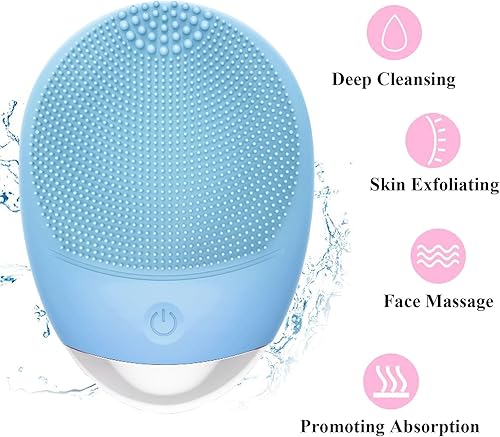 Miniatura 3 de Cepillo de limpieza facial, 3 en 1, limpiador facial eléctrico de silicona suave impermeable, recargable por USB, IPX7, resistente al agua, cepillo
