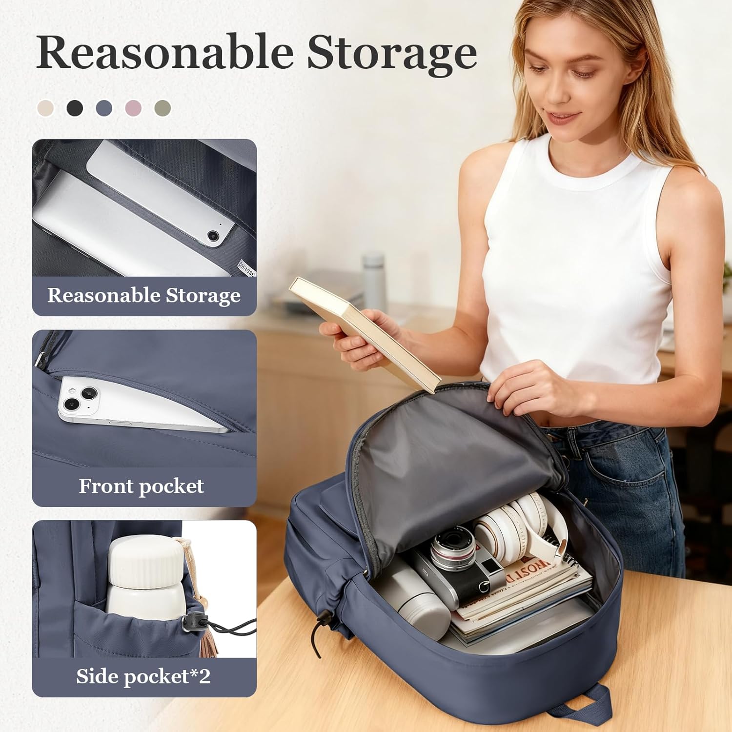 Middle School Backpack for Teen Girls,Cute College Backpack for Women,High School Bag,Travel Rucksack Casual Daypack,Bookbag - Image 4