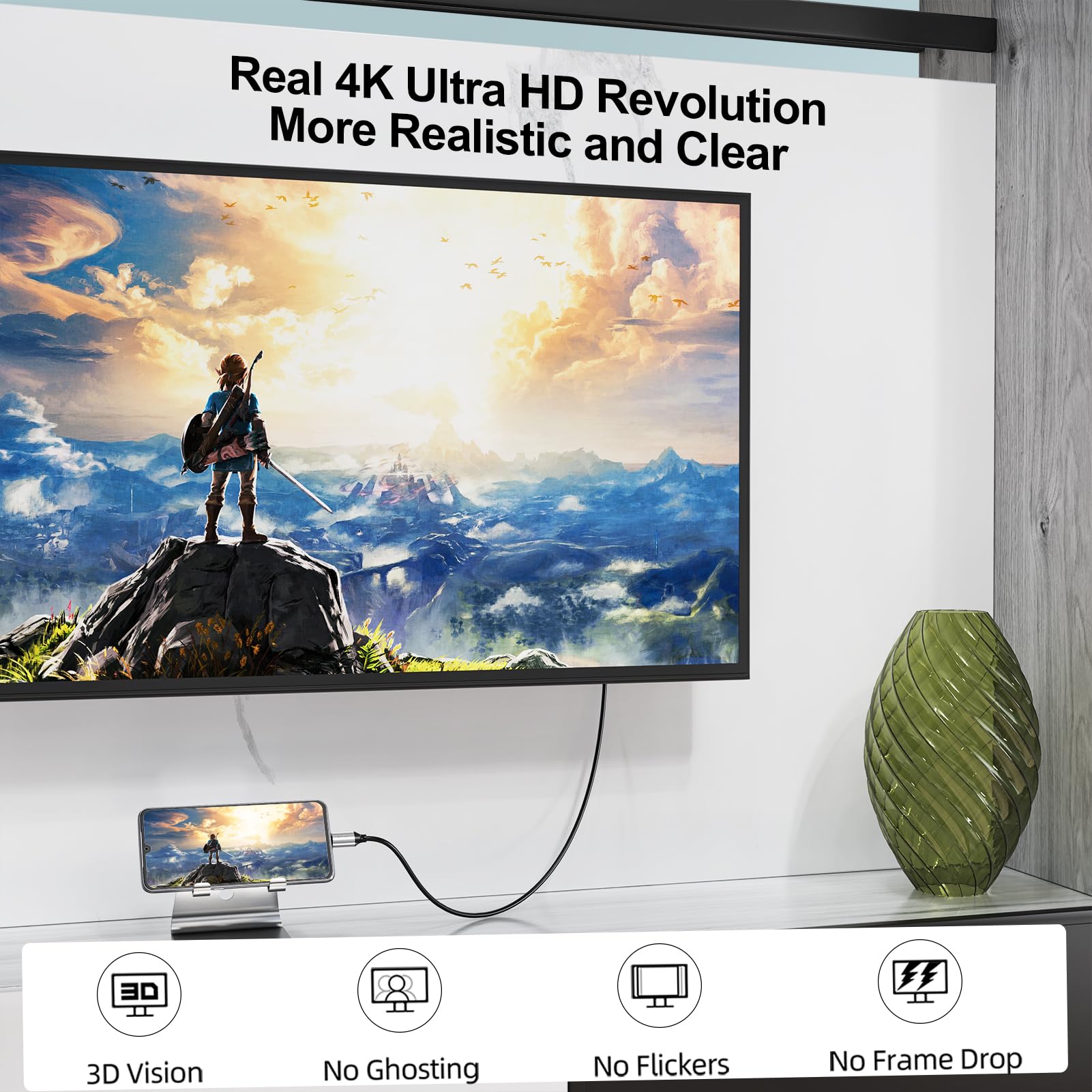 Confezione da 10 cavi da USB C a HDMI 2.0 da USB tipo C a HDMI 2.0 da 1,8 m, compatibile con Thunderbolt 3, ad alta velocità, in alluminio aggiornato, per MacBook Pro/Air, iPad Pro, Galaxy, Surface,