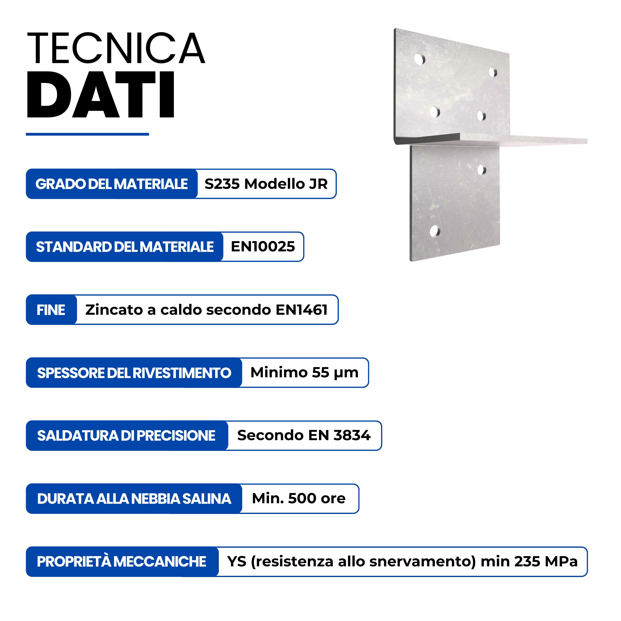 GeZu Impex Connettore a T Legno 91x91mm Zincato a Caldo Staffa di Connessione a T per Muro e Palo per Strutture in Legno