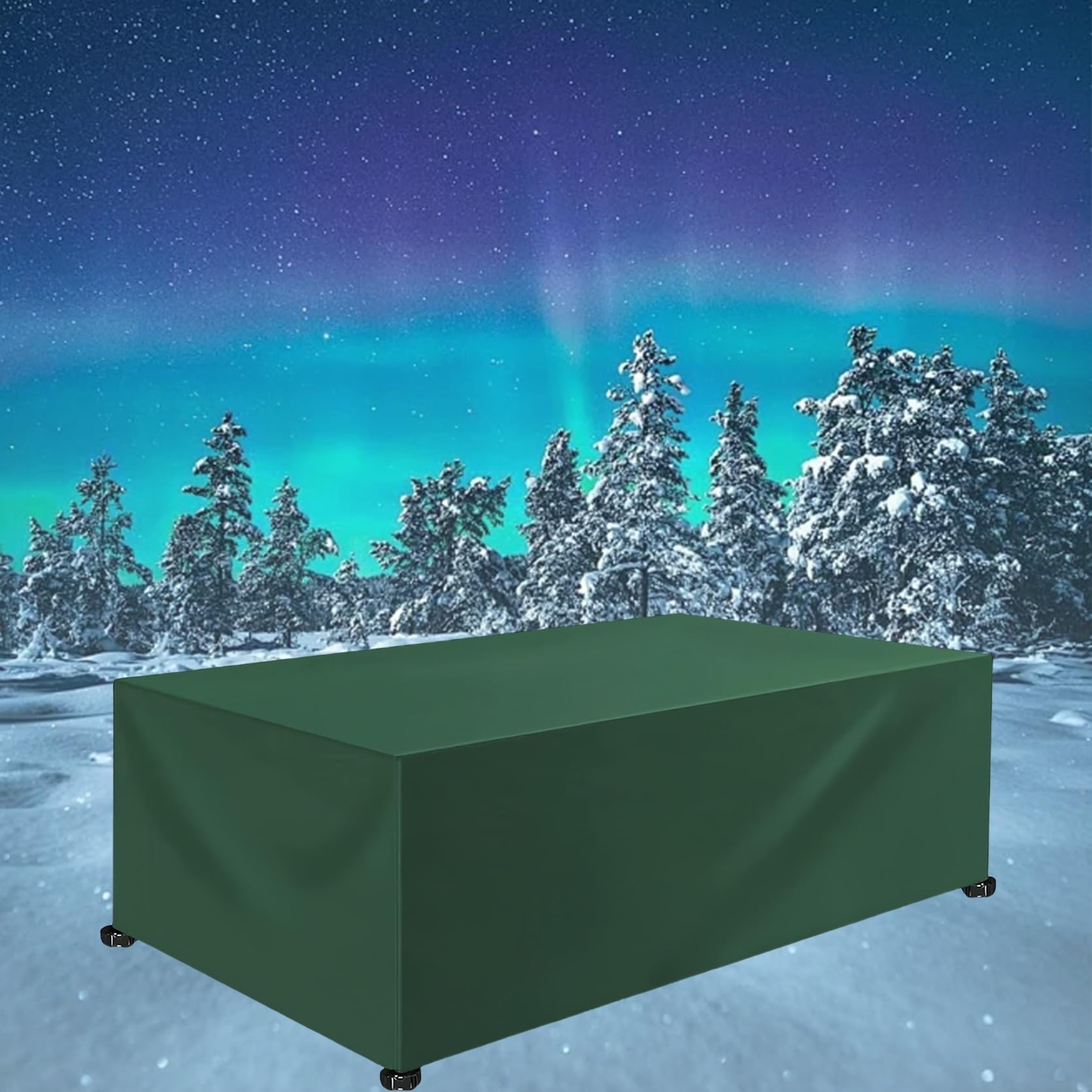Copertura Mobili da Giardino 220 x 350 x 220 cm Anti-UV Impermeabile Resistente allo Strappo, Copertura per Mobili da Esterno, per Sedie, Divani, Tavoli, Verde