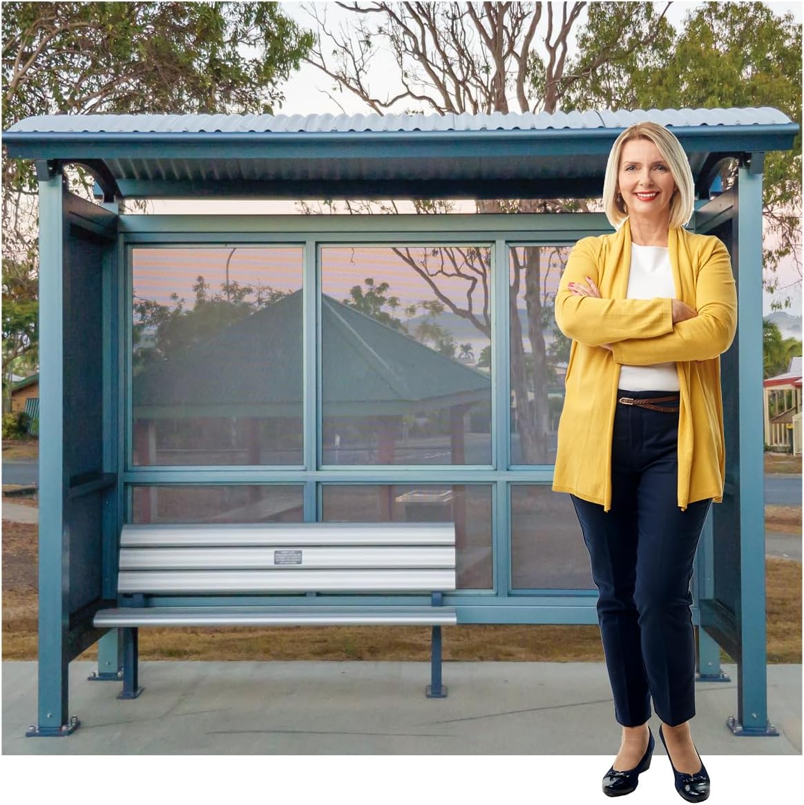 Cardboard People Bus Stop Shelter Backdrop Life Size Cardboard Cutout Standup