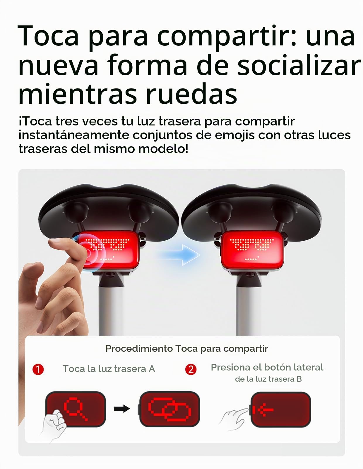 iGPSPORT ET6 Luz Trasera Bicicleta de Expresion,Sensor de Freno | 1.2 Km Recargable Luz Bicicleta Trasera, Auto On Off, Recordatorio de Giro, IPX7,Conexión con el Ciclocomputador iGPSPORT.