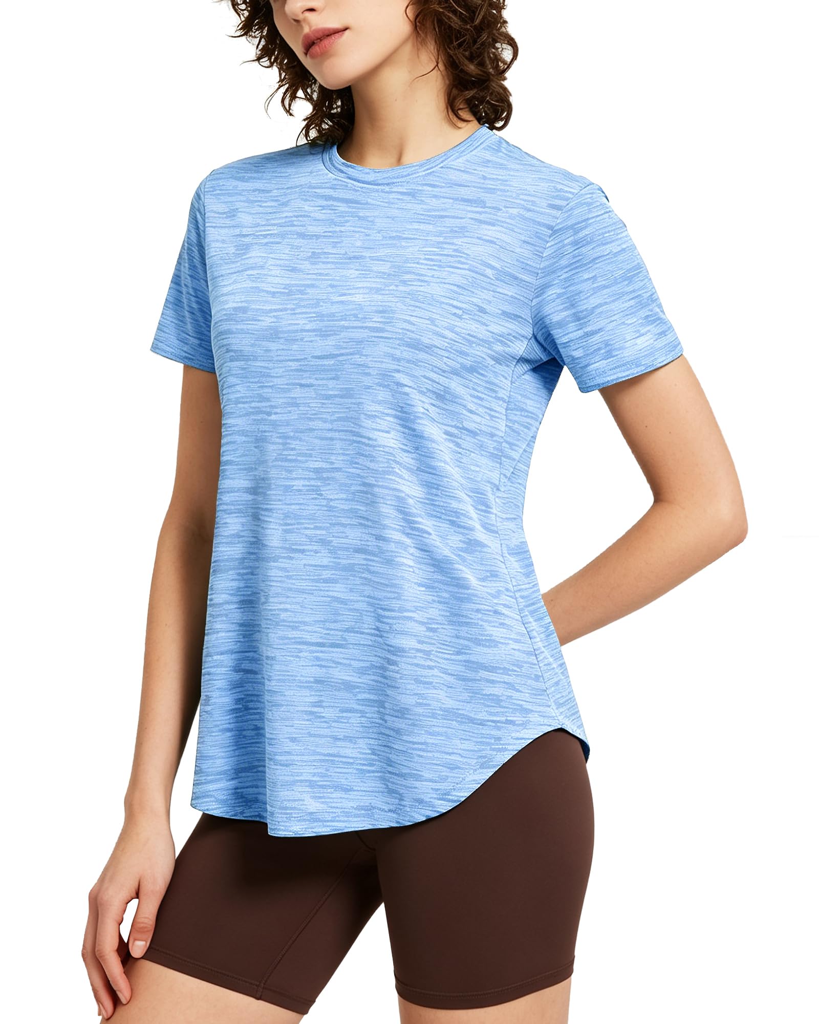 Tansozer Sportshirt Damen Kurzarm Atmungsaktive Yoga Shirt Leichte Fitness Gym Funktionsshirt