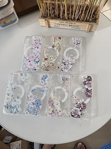 Miniatura 7 de KELUOAS Para iPhone 13 Mini Magsafe Caso, Floral Lindo Delgado A Prueba de Golpes Protector Duro PC+TPU Bumper Flor Mujeres Cubierta Magnética