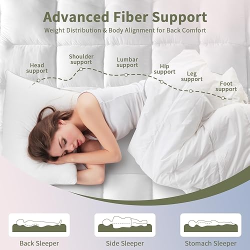 Miniatura 4 de D & G THE DUCK AND GOOSE CO - Cubrecolchón extragrueso tamaño queen con relleno abundante de fibra de gel