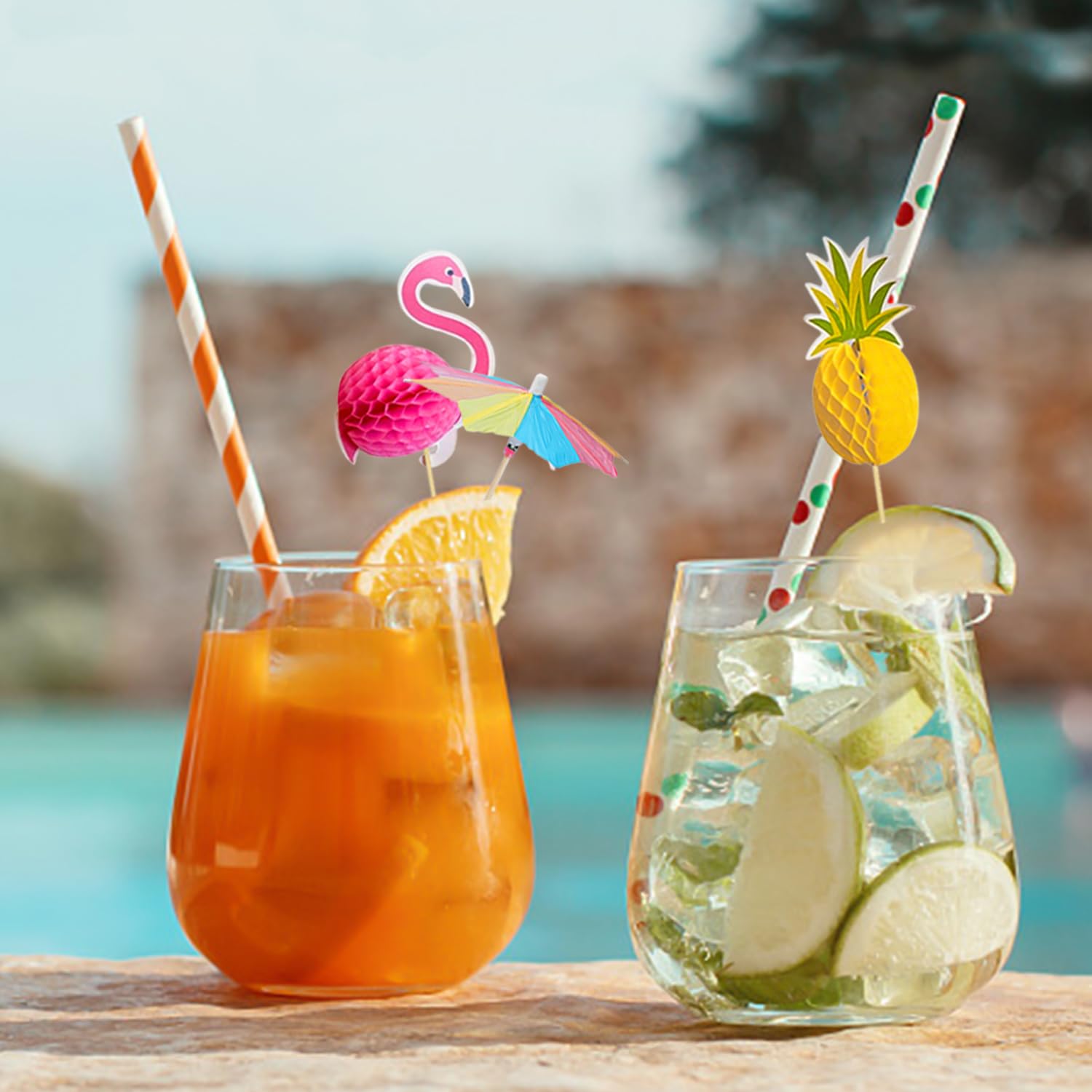 Set Di Decorazioni Per Cocktail Da 100 Pezzi, Inserti Per Decorare Torte, Cannucce Per Feste Estive, Agitatori Per Cocktail
