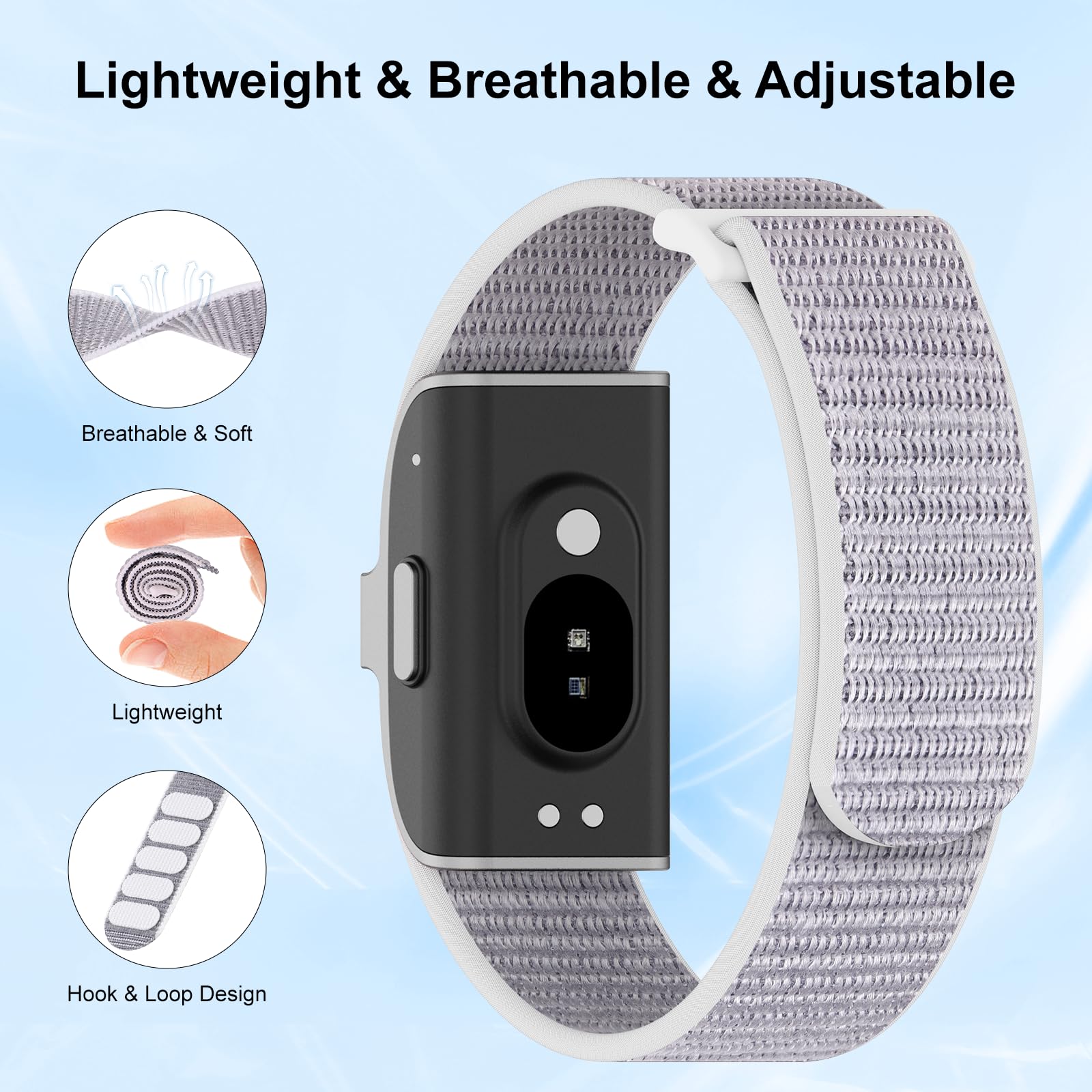 ZOOROO 3-Pack Nylon Loop Sport Replacement Bands Compatible with Hume Health Band, Soft Breathable Adjustable Wrist Band for Hume Band Replacement Strap Wristband for Fitness Tracker Women Men — view 2