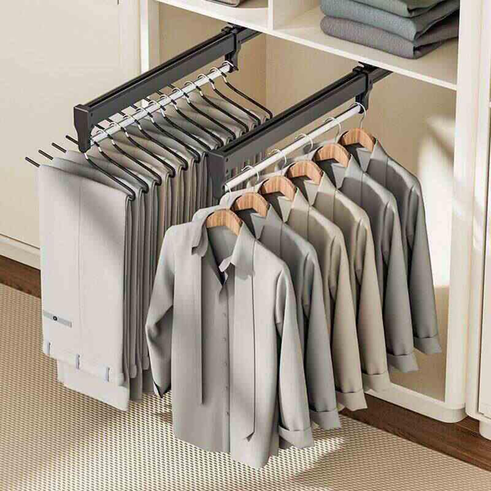 Soporte Organizador De Ropa Ajustable: Riel Organizador De Armario For Pantalones Y Abrigos, Barra Extraíble De 40-60 Cm, Colgador De Armario(White,500MM/19.7INCH)