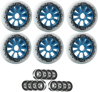 TRAFPORT 6 Pack Inline Skate Wheels 90mm 100mm 110mm Inline Wheels Replacemnet with ABEC-9 Bearings 85A Hardness Increased Speed and High-Grip Performance