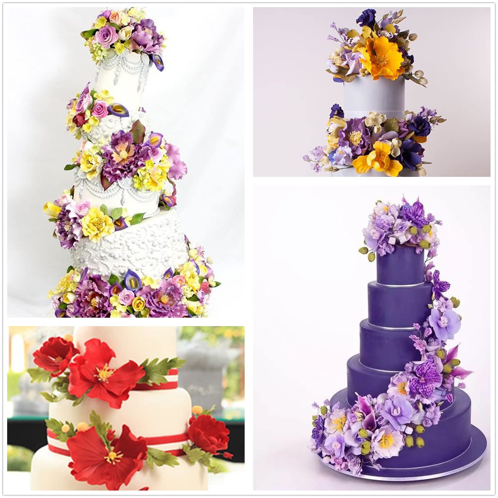 Molde de silicona con forma de flor de gumpaste y cortador de galletas de acero inoxidable para decoración de tartas de boda, cumpleaños