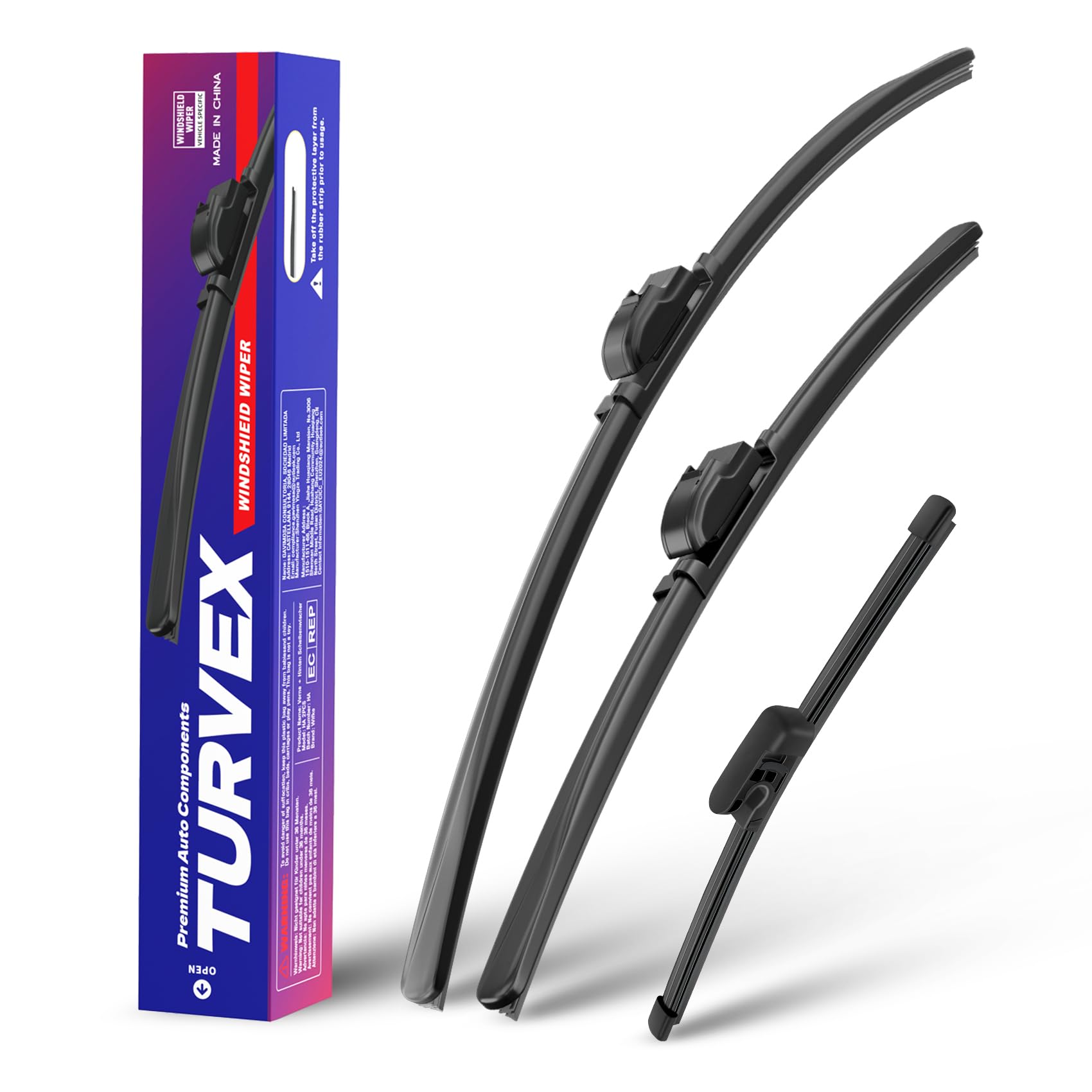 Wiper Blades for Kia CEED MK3 Hatchback Apr 2012 to Apr 2019, Complete Front Window Wiper and Rear Wiper Set, 26" 14" 12" Windscreen Wipers Blade Set - Quiet & Easy Installation (2+1)