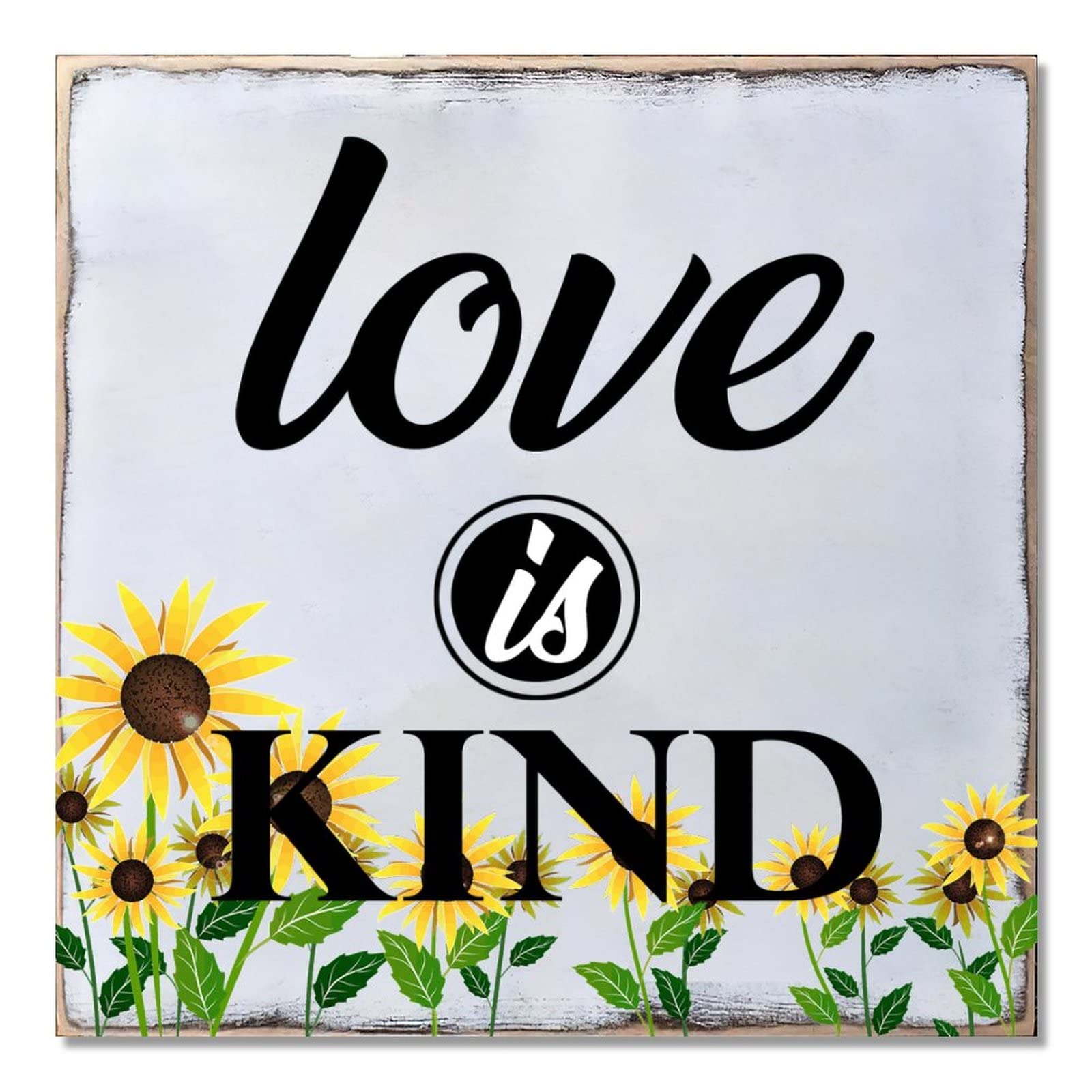Plaque en bois tournesol haut de gamme tableau rustique Love Is Kind durable