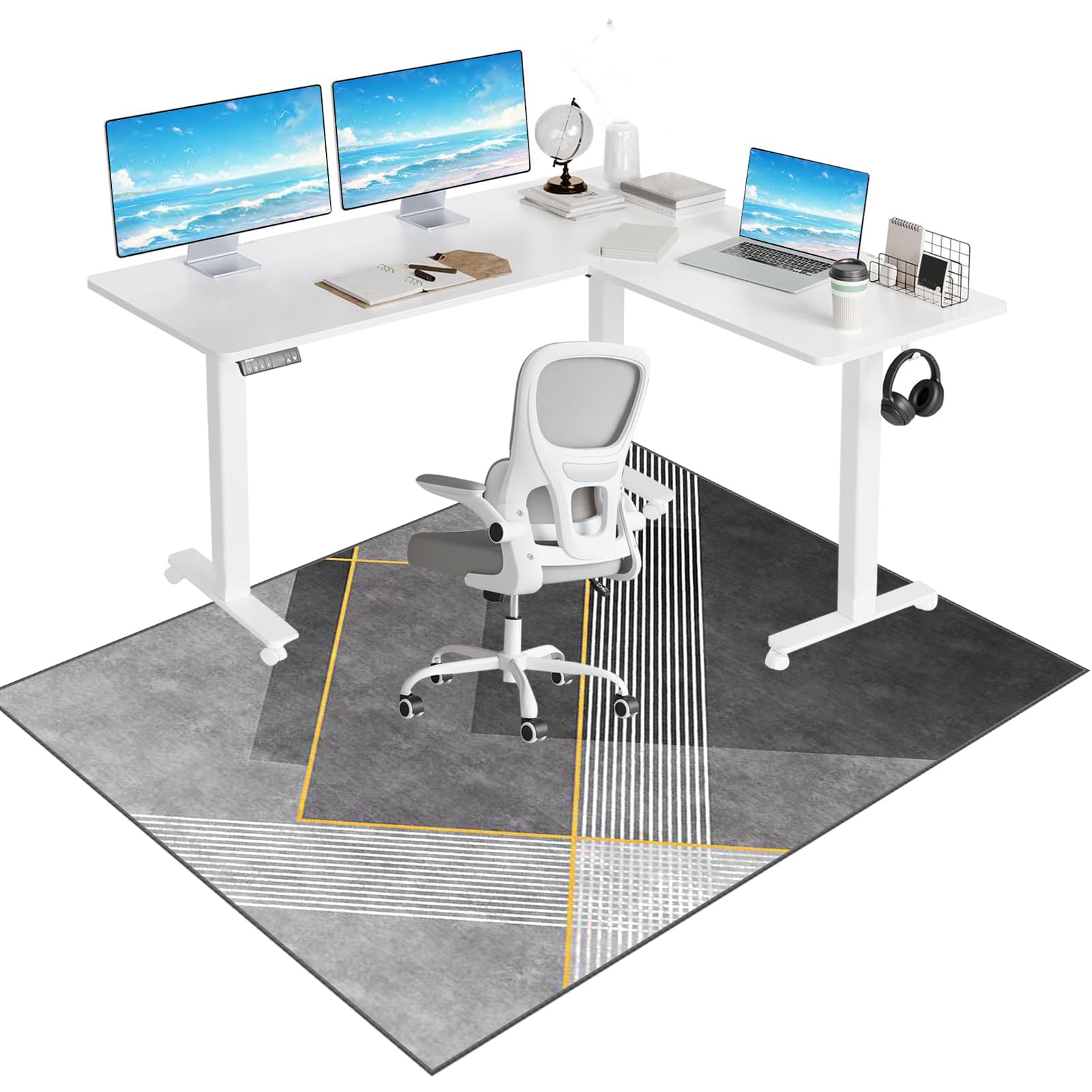 Office Chair Mat for Hardwood Floor, Computer Floor Mat for Carpet, Carpet Chair Mats, Desk Chair Mat for Home Office, Multi-Purpose Floor Protectors Rug, 90 x 120 cm Office Gaming Rolling Chair Mat