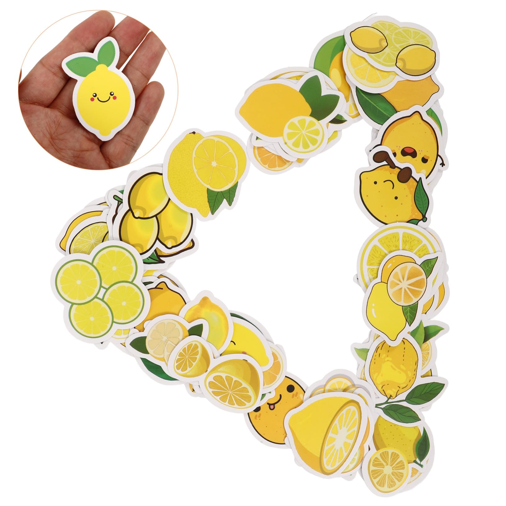 50 Pegatinas Decorativas de Limón Autoadhesivas Diseño Adorable para Portátil y Maleta, Variedad de Patrones Amarillos para Decorar y Regalar