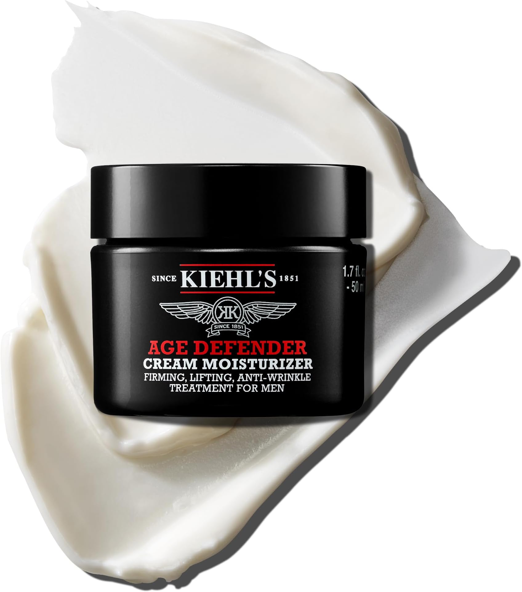 Kiehl's Age Defender Cream, Firming Moisturiser for Men with Linseed Extract, Reduces the Appearance of Wrinkles