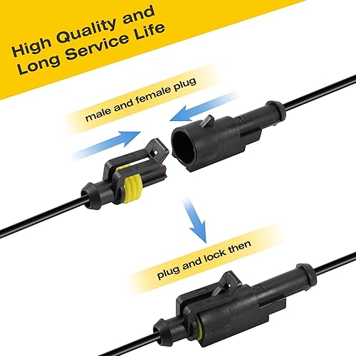 Miniatura 4 de RDBS Kit de 10 conectores de cable eléctrico de 1 clavija, enchufe macho y hembra impermeables de 1 vía para automóvil, camión, motocicleta, barco