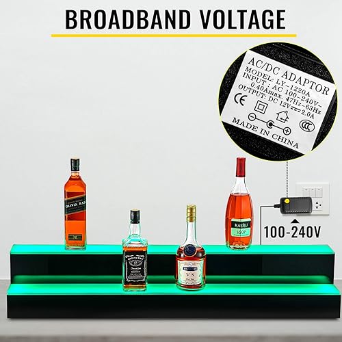 Miniatura 40 de VEVOR Pantalla de botella de licor con iluminación LED, 3 niveles de 40 pulgadas, compatible con USB, estante iluminado de bar para el hogar