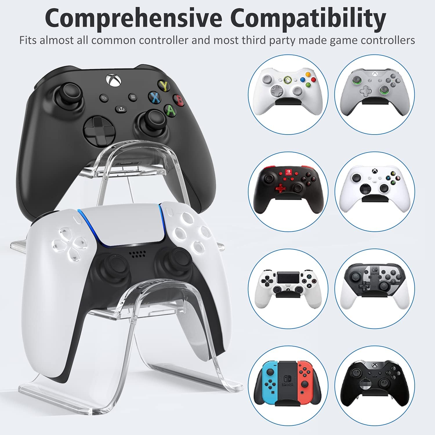 OIVO Game Controller Holder for Desk, Clear Controller Stand for PS3/PS4/PS5/Xbox/Switch Pro Controller, Stackable Controller Organizer Controller Storage 4 Packs