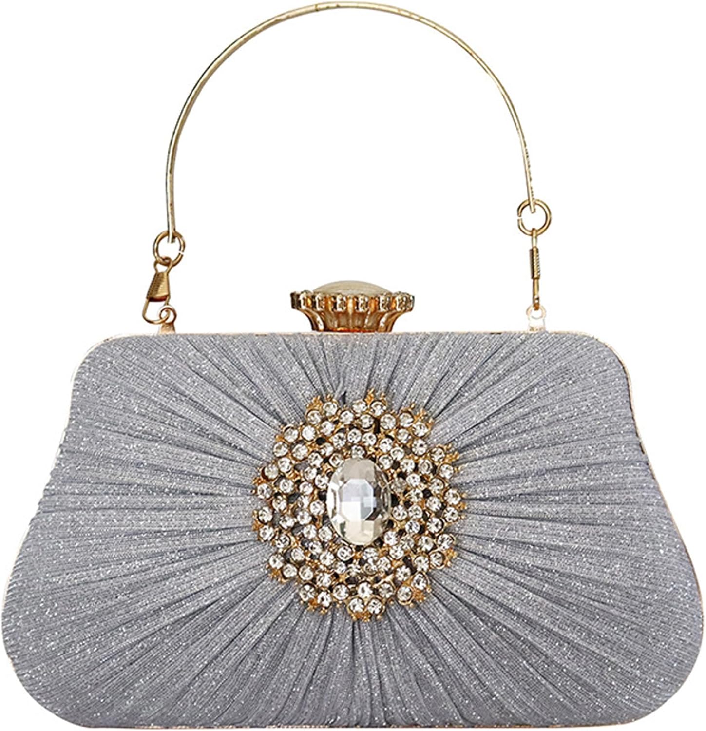 Buric Glitter Clutch Purses For Women Pleated Diamond Evening Handbag For Bridal Wedding Party With Rhinestone Bag